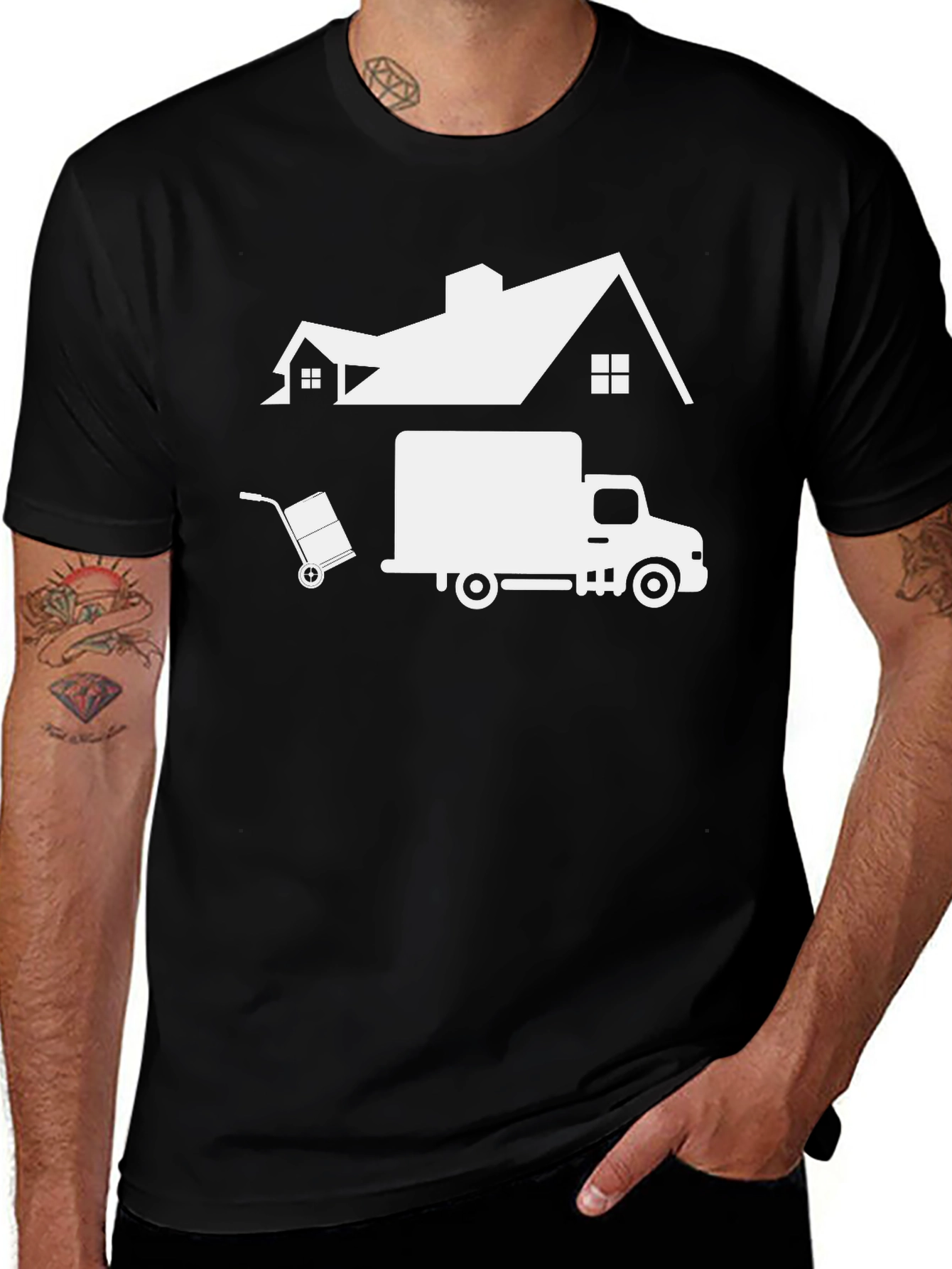 Variant 22 of Moving Day T-Shirt - House, Truck, and Dolly Graphic Tee
