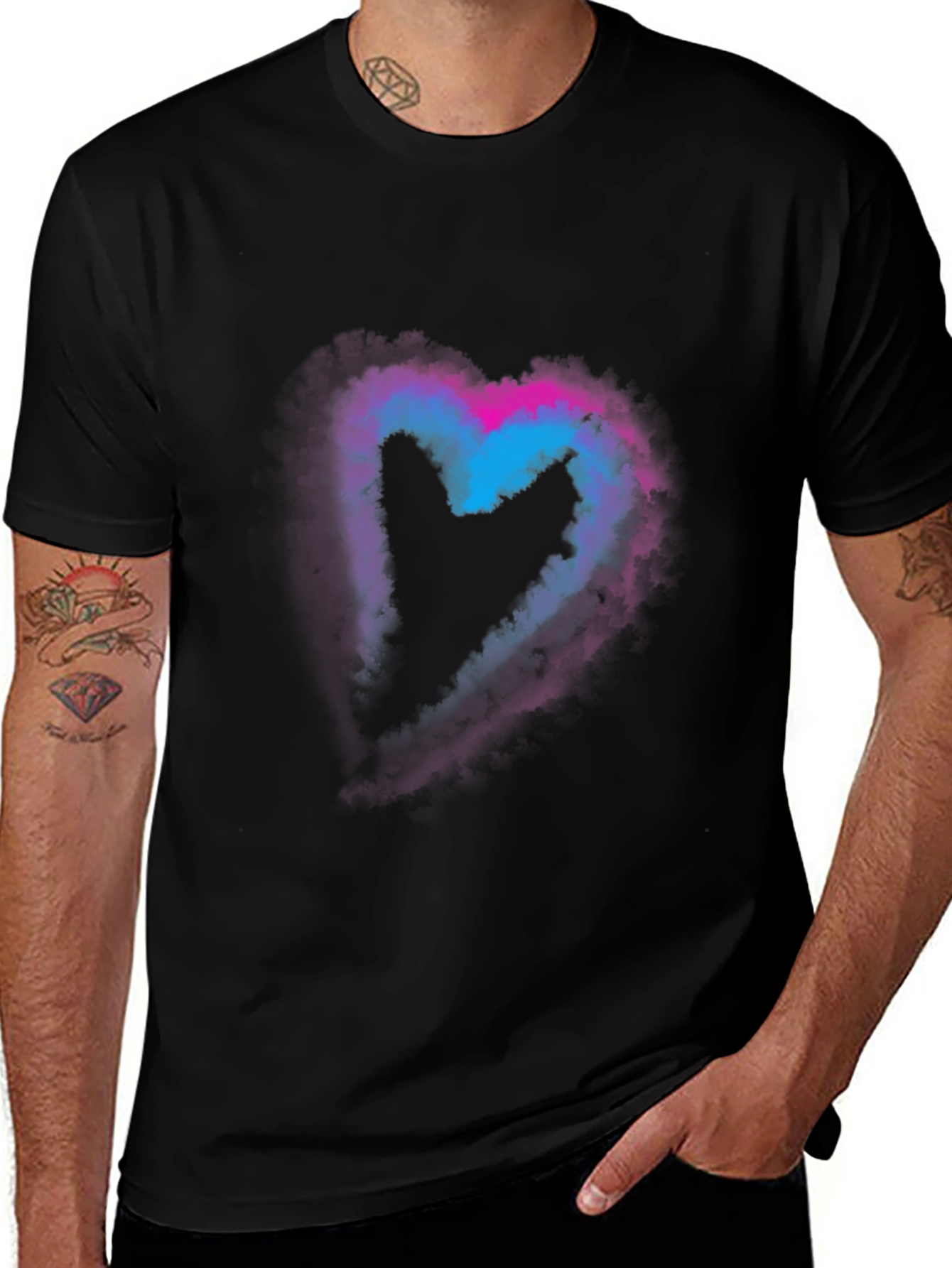 Black Heart Nebula Graphic Print Black T-Shirt main image