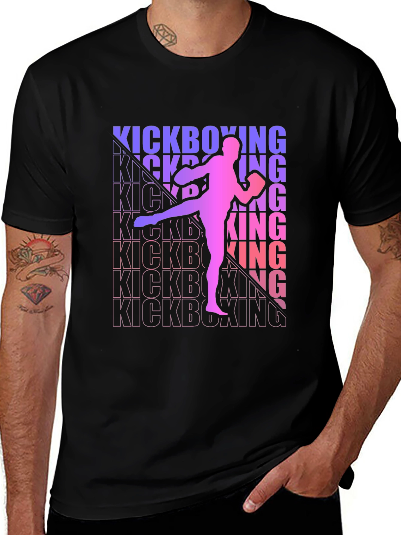 Variant 23 of Kickboxing Graphic Tee - Sporty Gradient Design