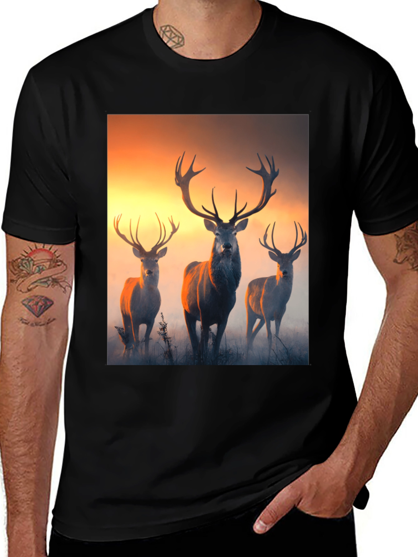 Variant 19 of Stag Trio Graphic Tee - Wildlife Design