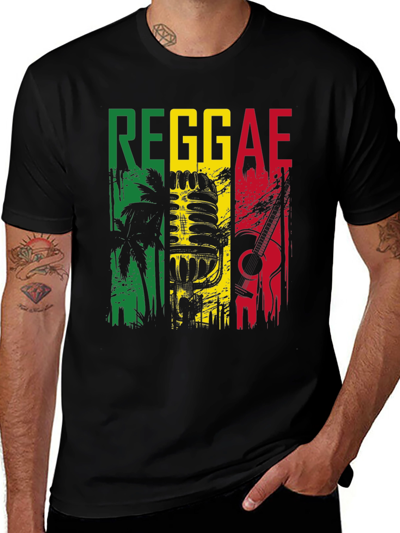 Variant 8 of Reggae Music Graphic T-Shirt - Rasta Colors Design
