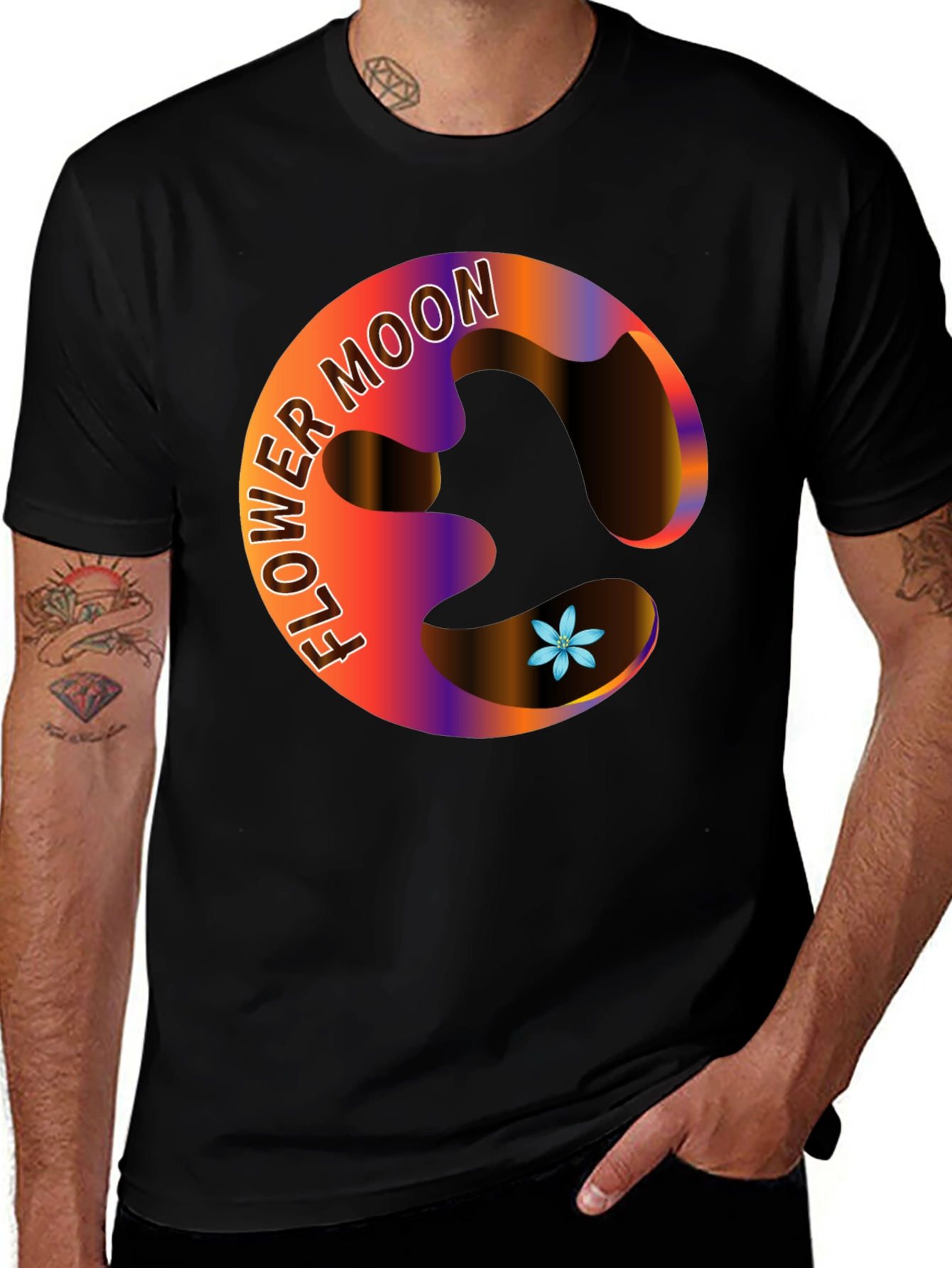 Variant 4 of Flower Moon Graphic Black T-Shirt
