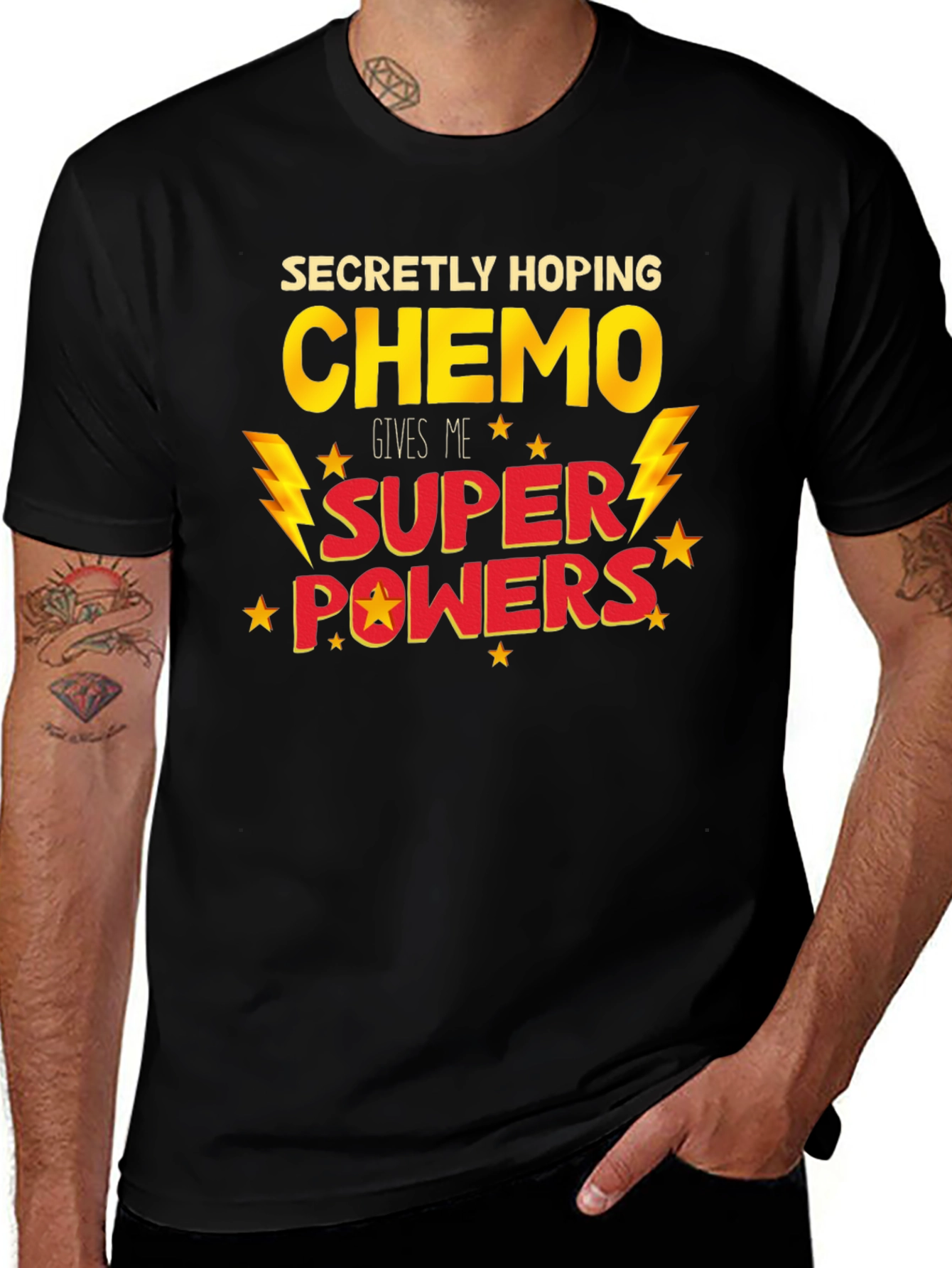 Variant 21 of Chemo Super Powers Graphic T-Shirt - Funny Cancer Survivor Tee