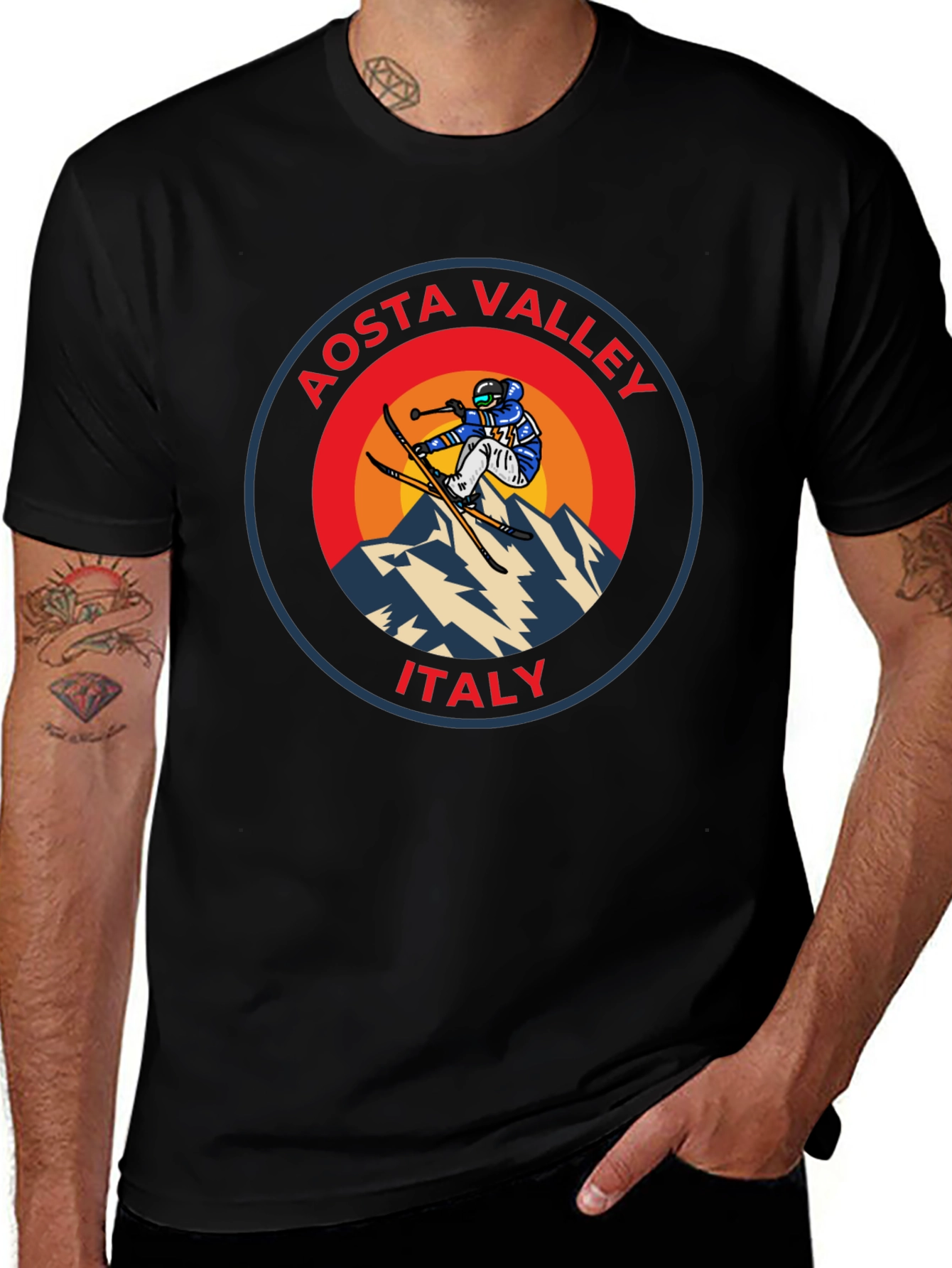 Aosta Valley Italy Skier Graphic T-Shirt