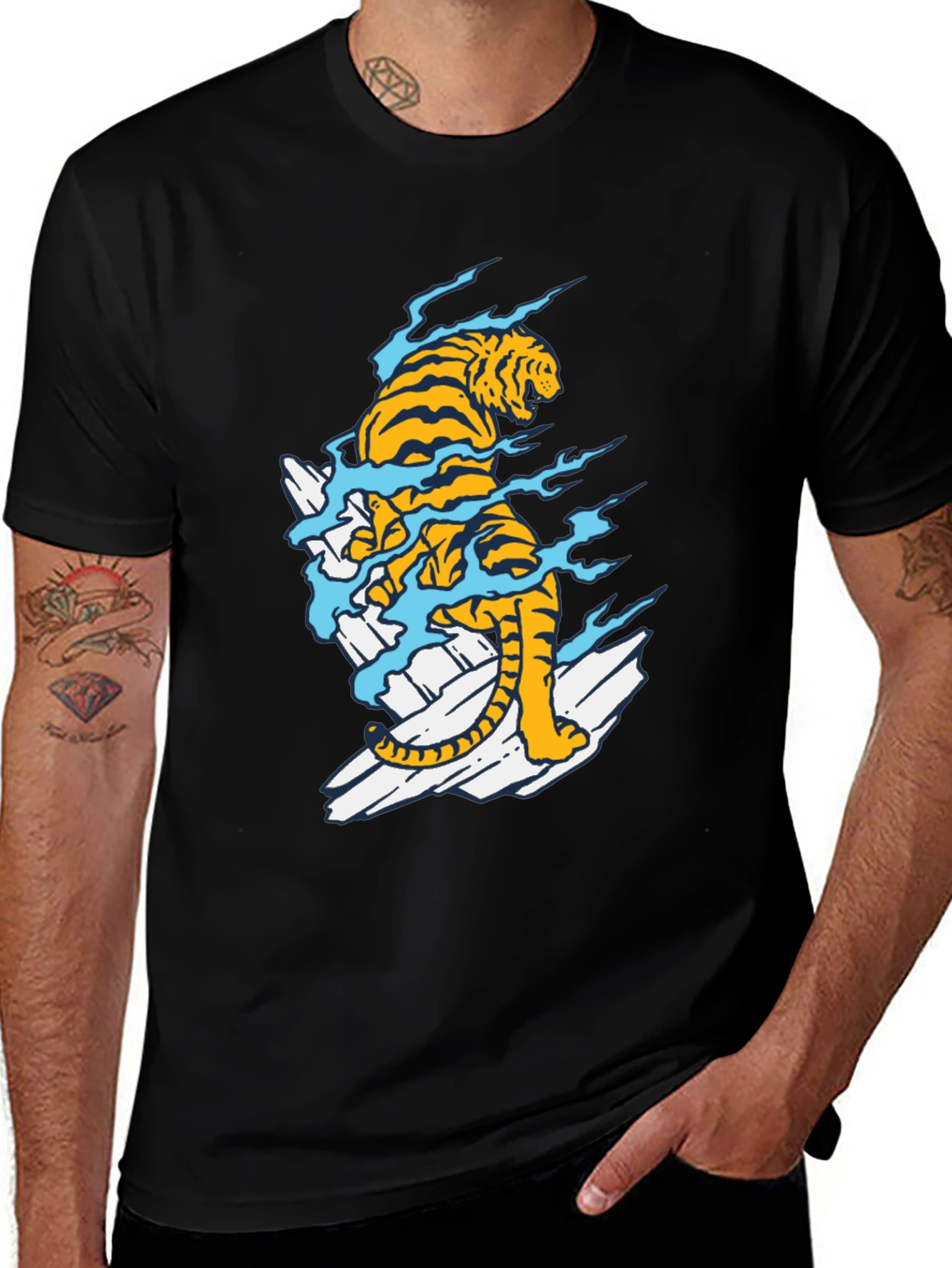 Variant 28 of Black Tiger Graphic Tee - Stylish Men's T-Shirt