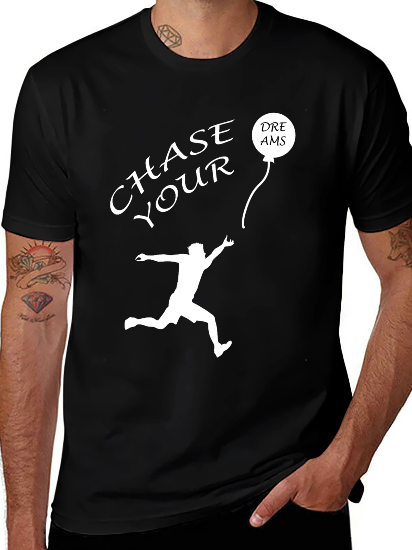 Variant 15 of Chase Your Dreams Graphic Tee - Inspiring Black T-Shirt