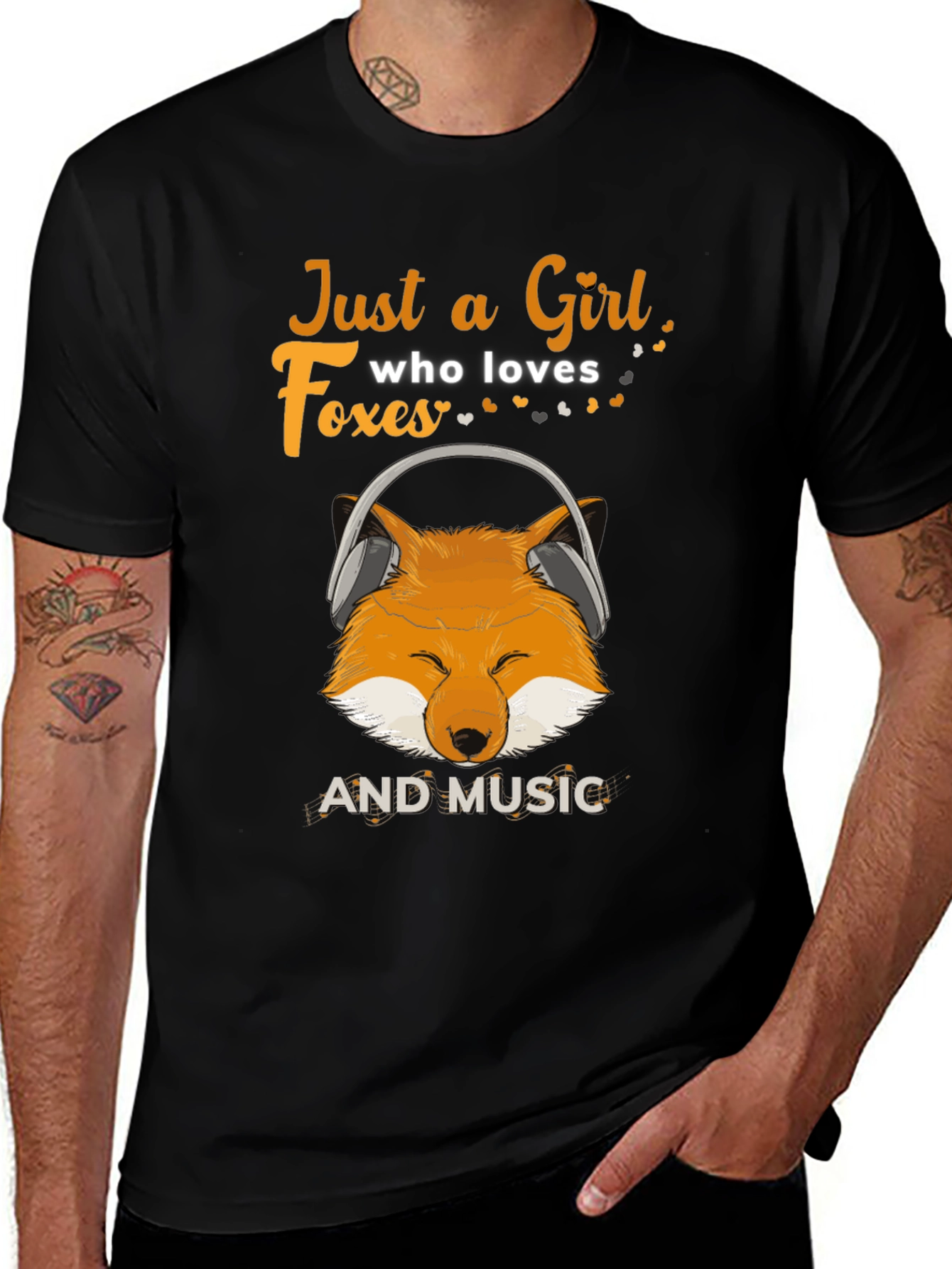 Variant 3 of Just a Girl Who Loves Foxes & Music T-Shirt