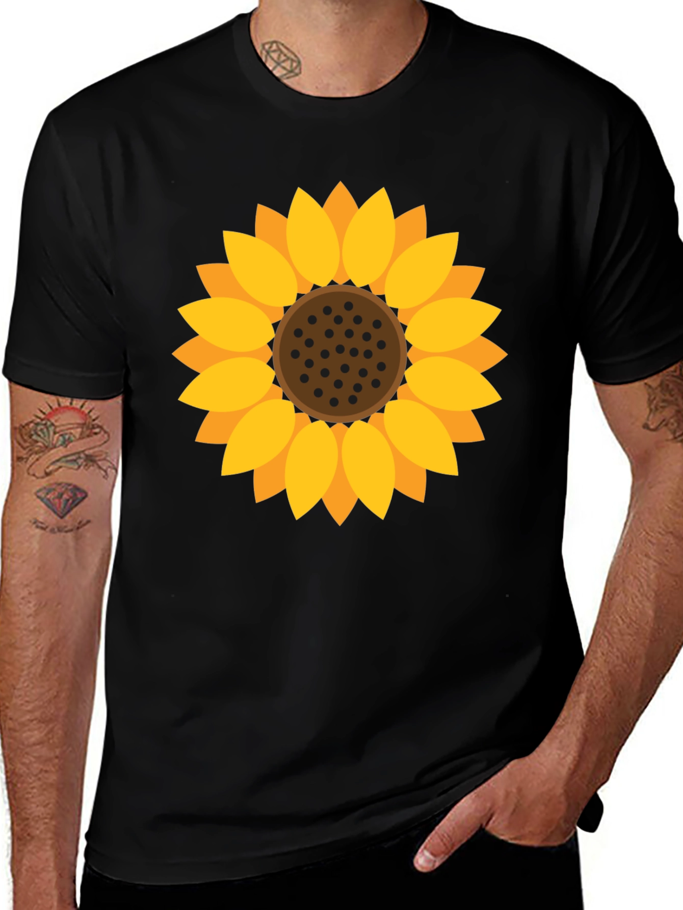 Variant 29 of Sunflower Graphic Tee - Casual Black T-Shirt
