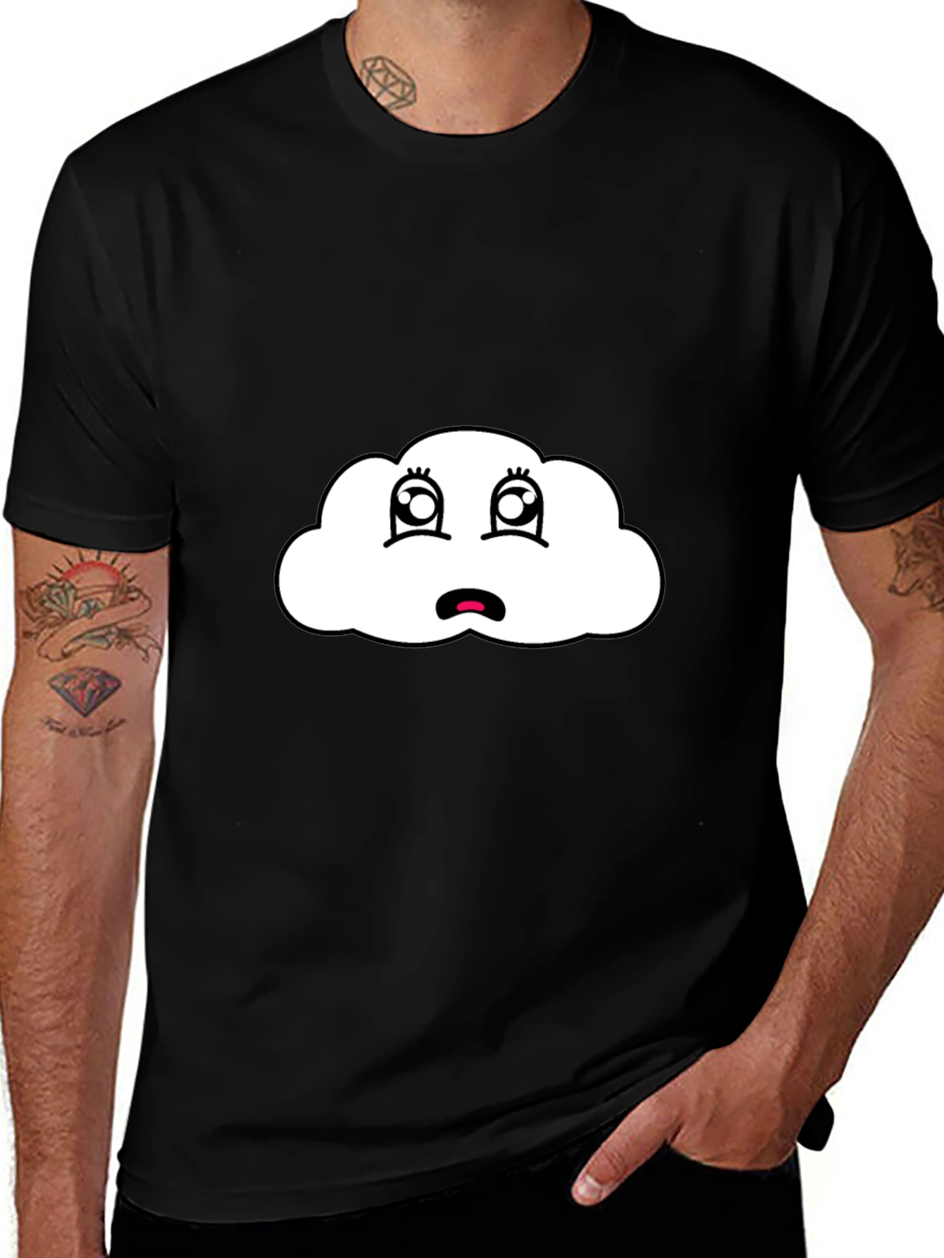 Variant 21 of Cartoon Cloud T-Shirt - Black Unisex Tee