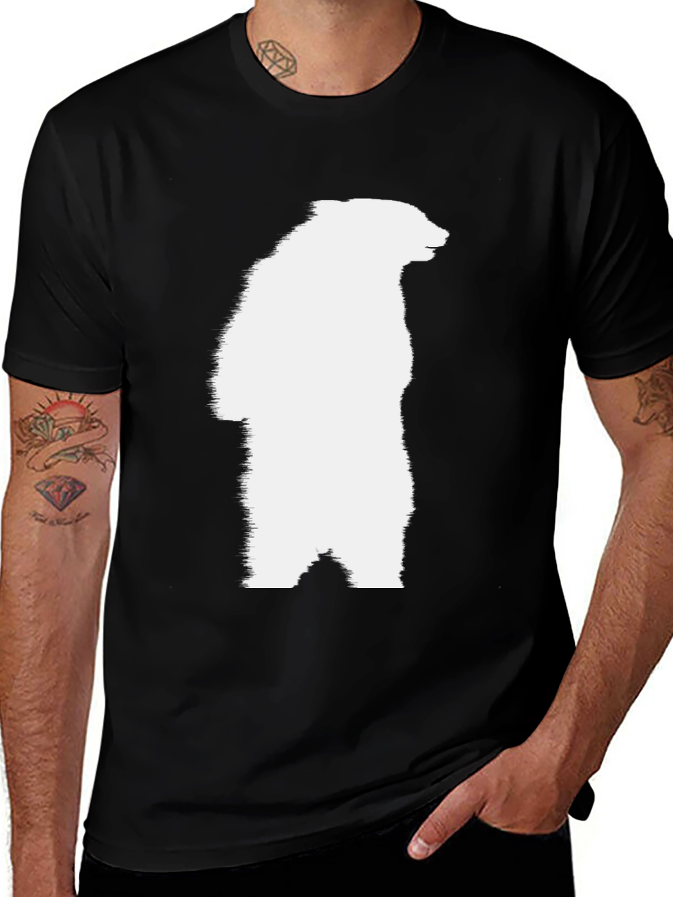 Variant 22 of Bear Graphic Tee - Black Cotton Blend