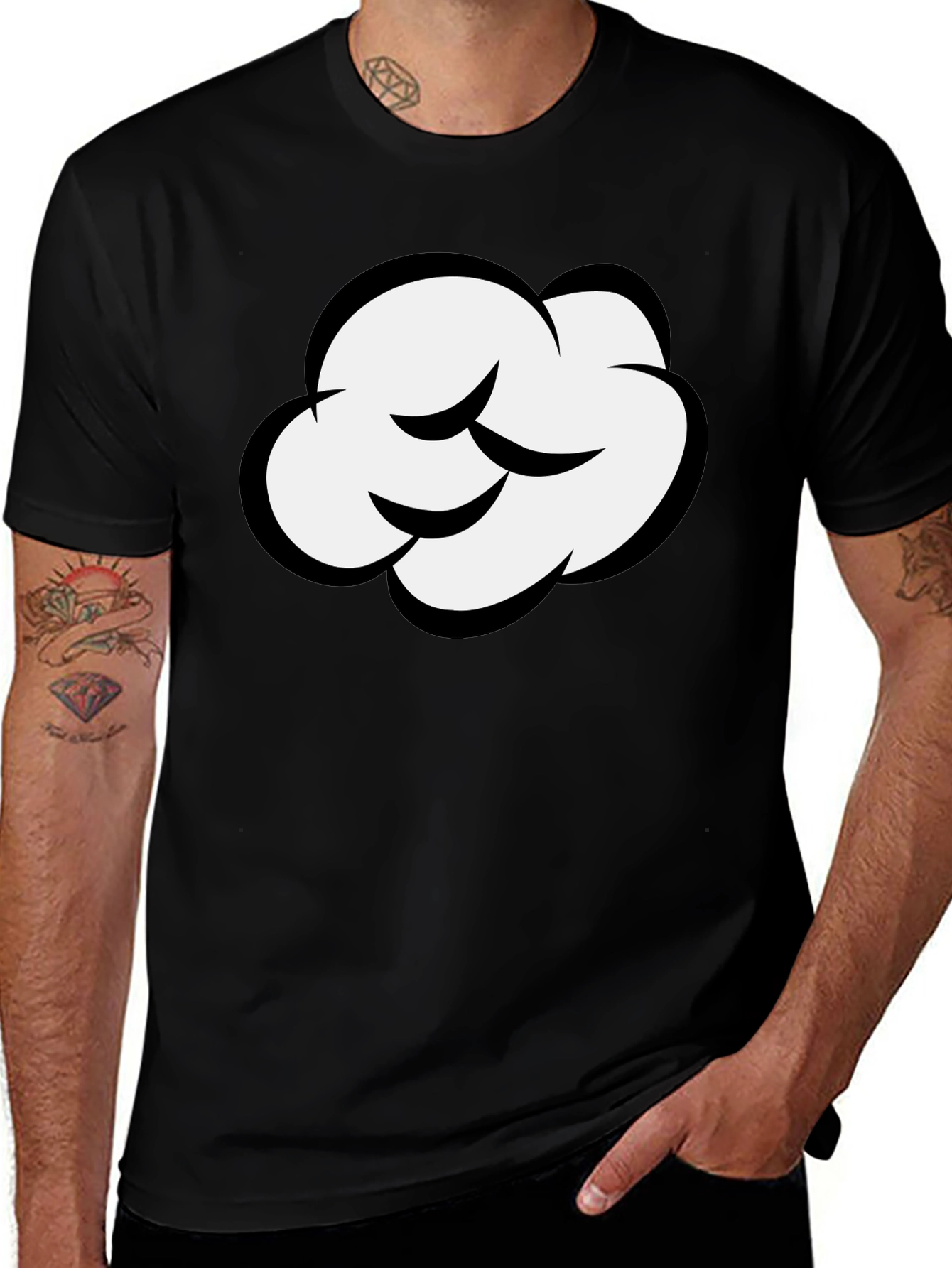 Variant 19 of Cartoon Cloud Graphic Black T-Shirt