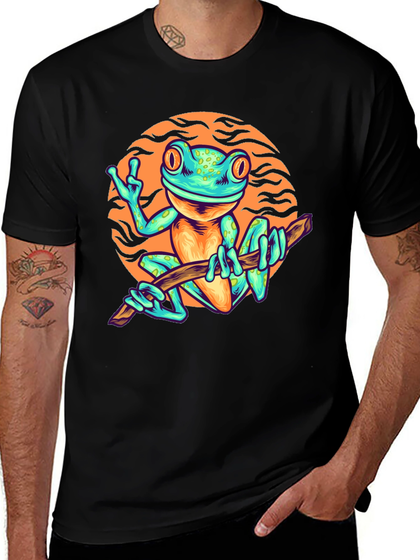 Variant 4 of Funky Frog Graphic Tee - Cool Cartoon Style