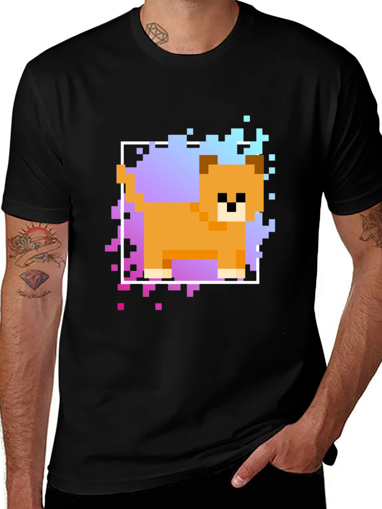 Variant 15 of Pixel Dog Graphic T-Shirt - Trendy Casual Wear