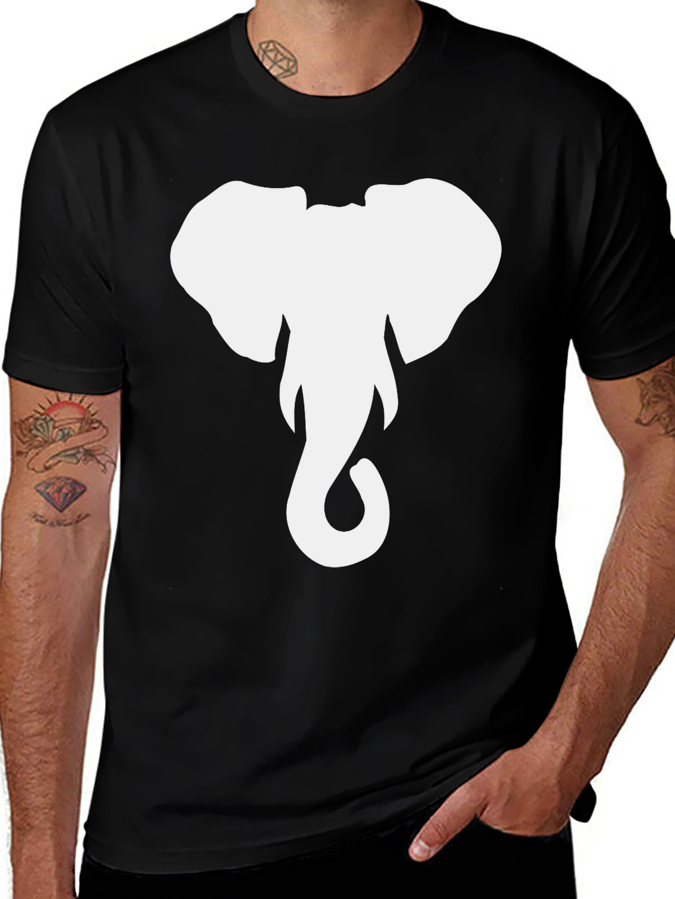 Variant 10 of Elephant Graphic Tee - Black Cotton T-Shirt