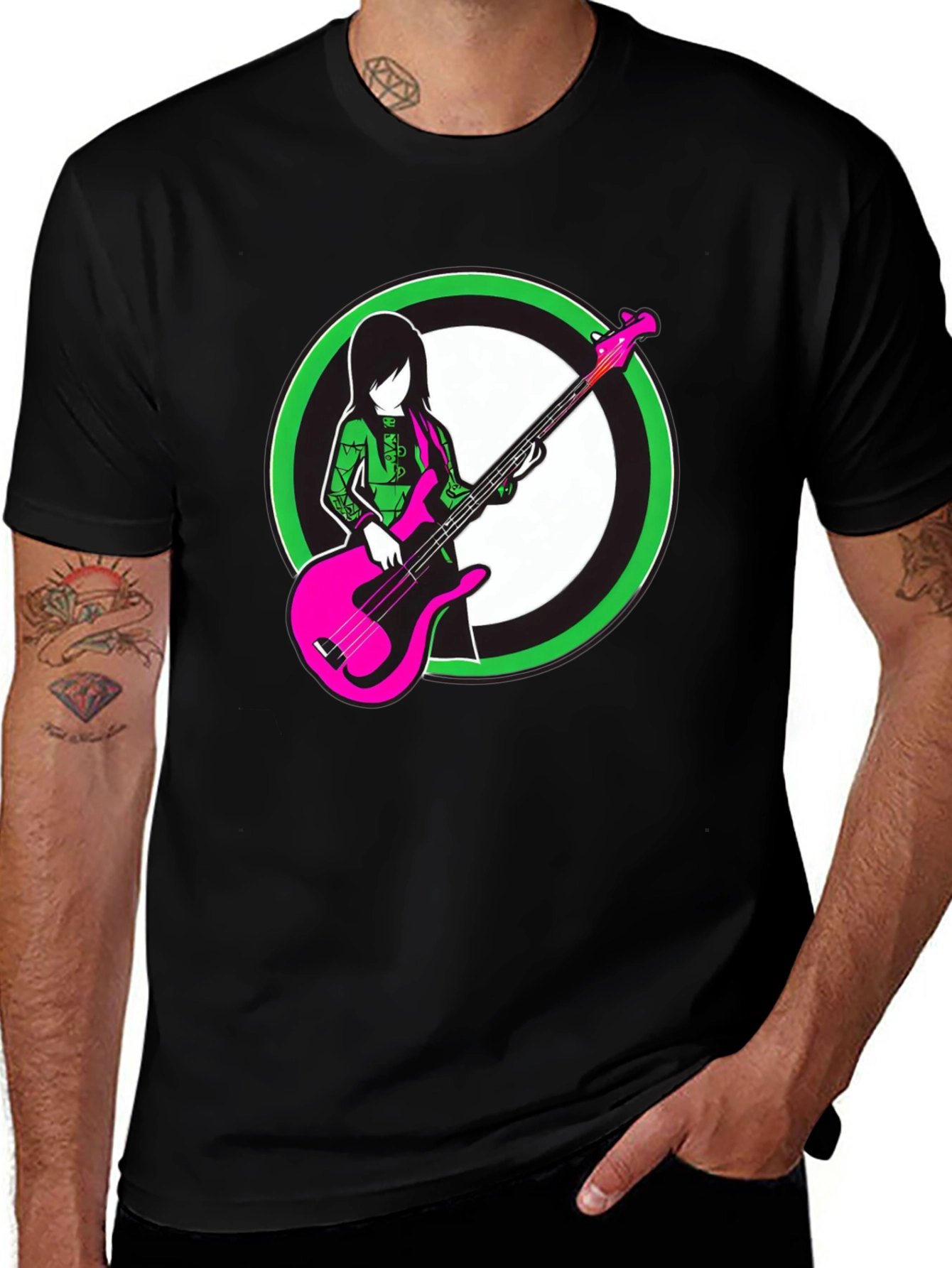 Variant 16 of Cool Graphic Tee - Girl with Bass Guitar