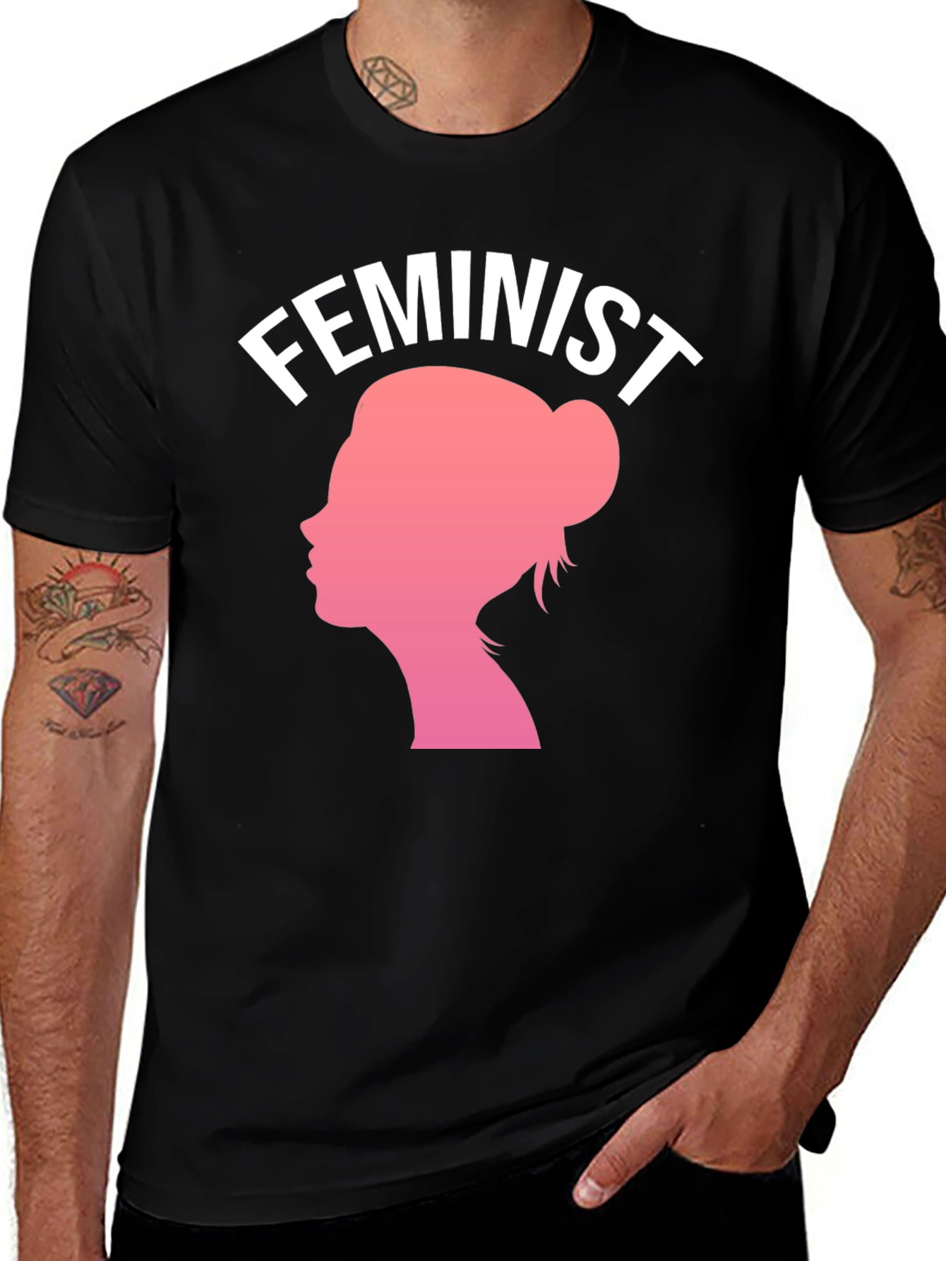 Variant 9 of Feminist Profile Graphic T-Shirt - Black