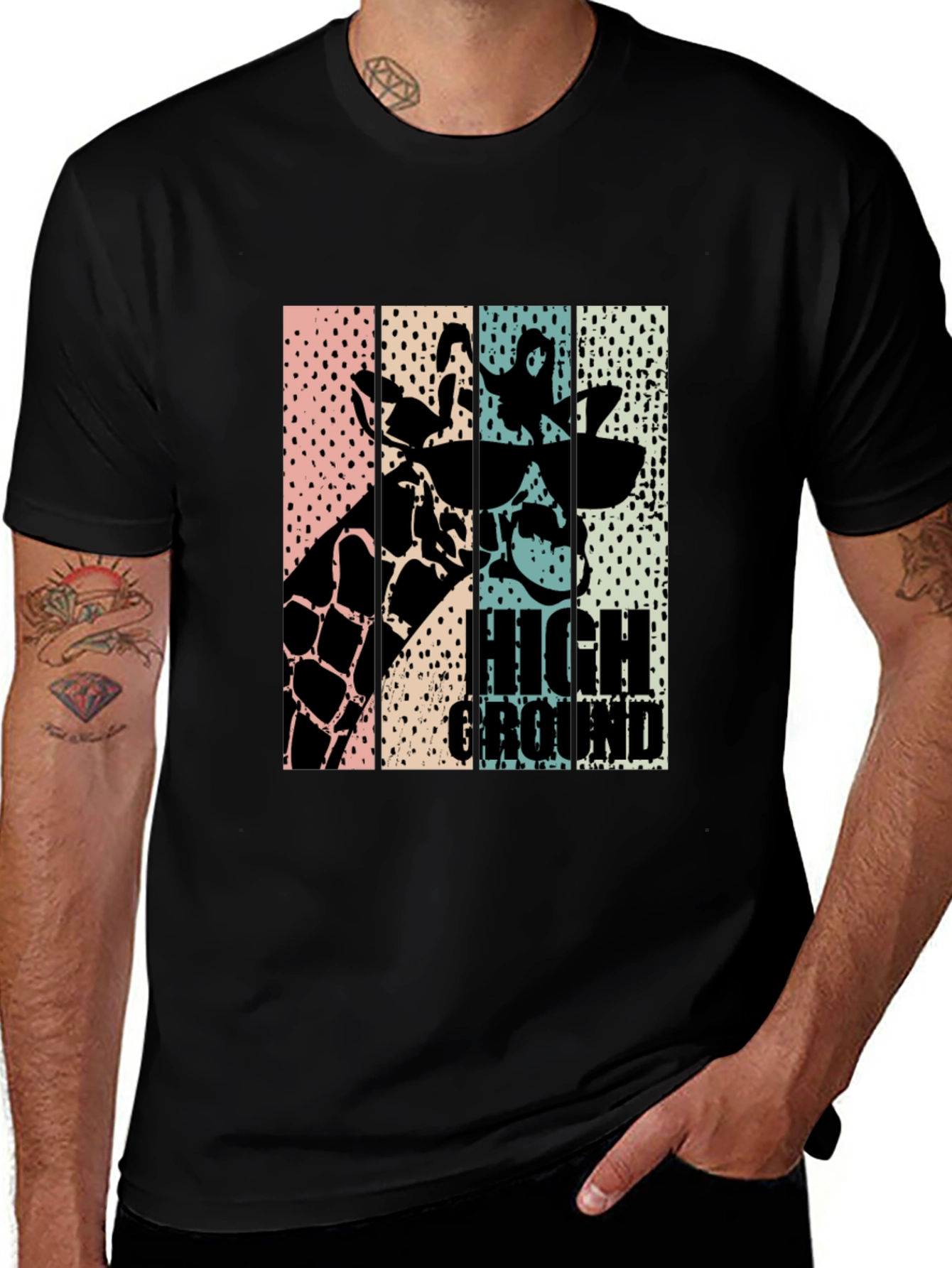 Variant 22 of High Ground Giraffe Graphic Tee - Cool Animal Design