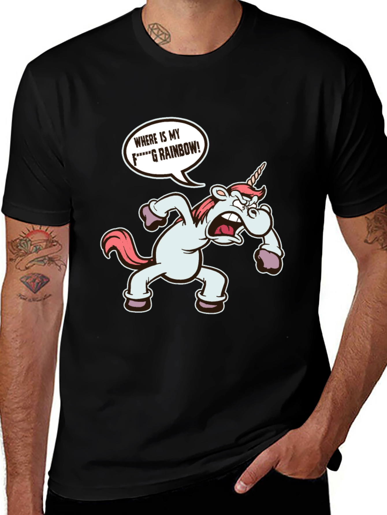 Variant 15 of Funny Unicorn Where's My Rainbow T-Shirt