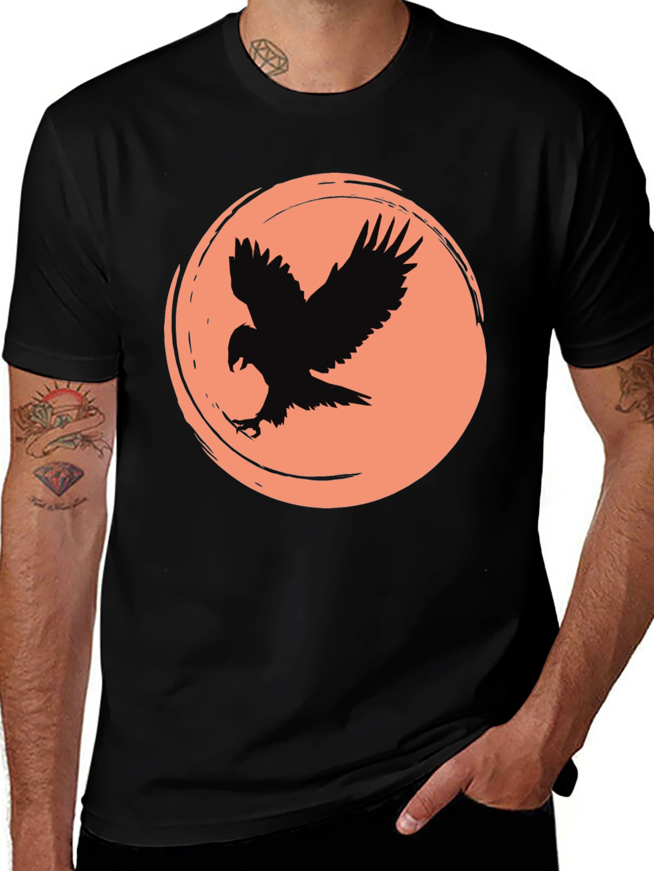 Variant 22 of Eagle Silhouette Graphic Black T-Shirt
