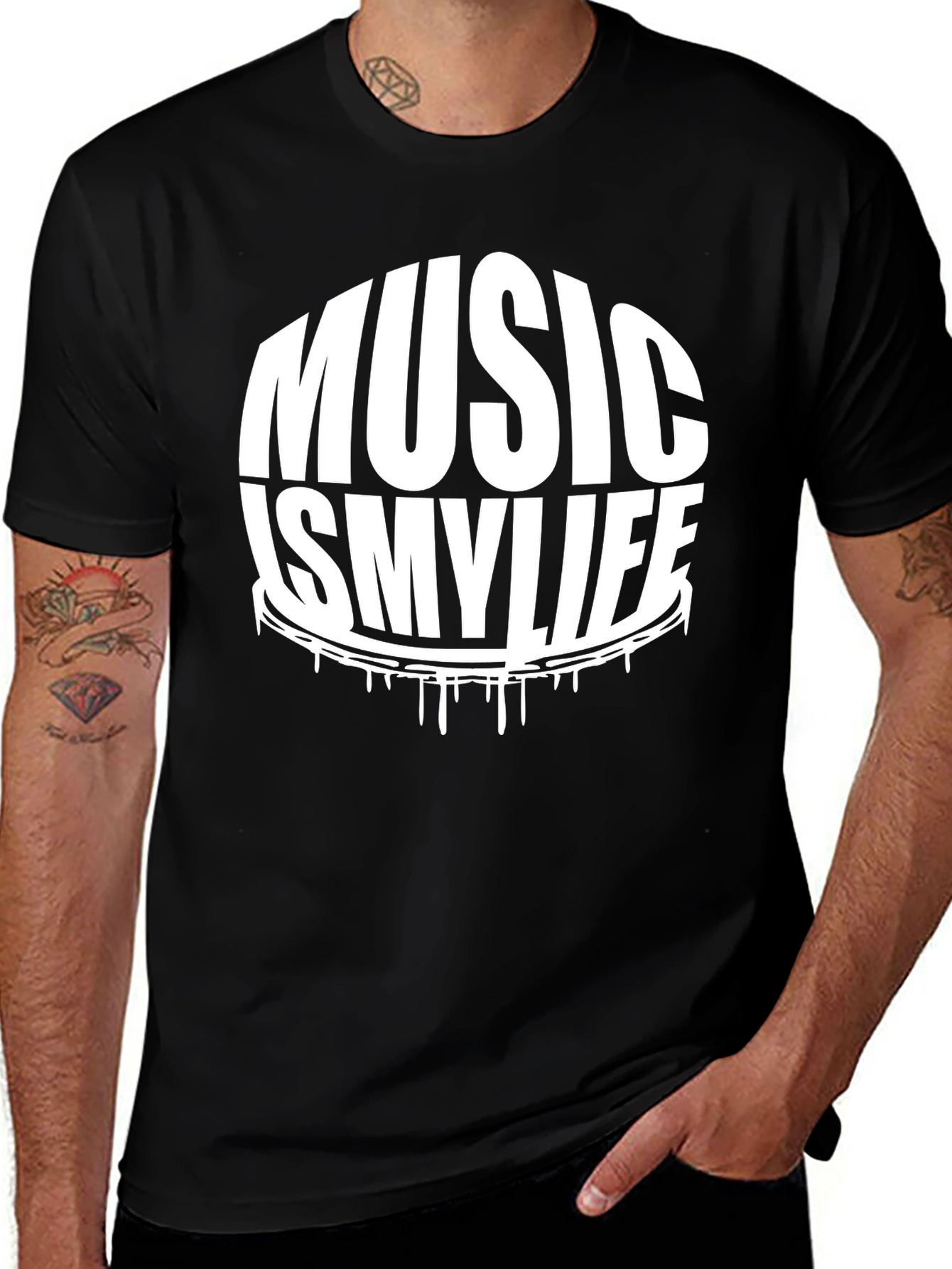 Variant 16 of Music is My Life Black Graphic Tee