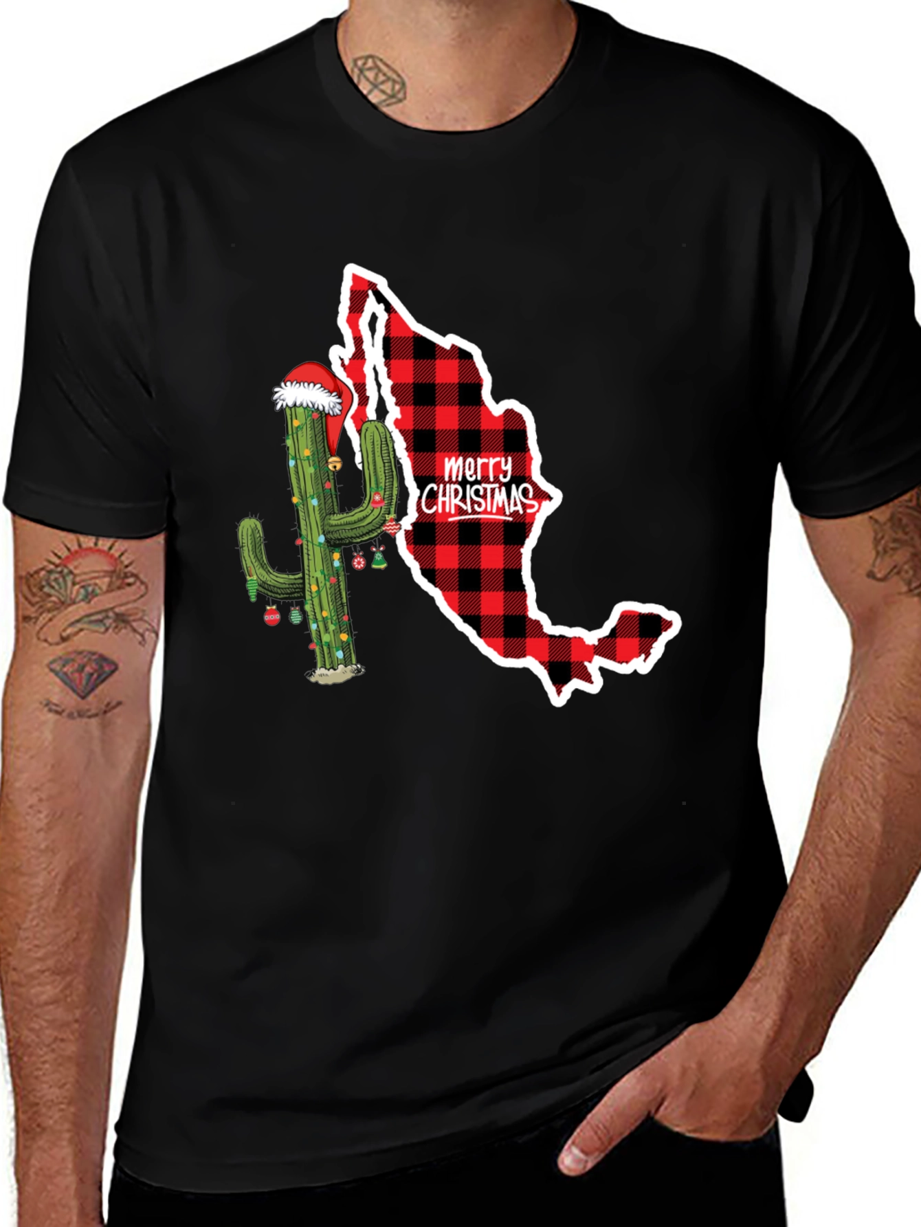Merry Christmas Mexico Cactus Graphic Tee