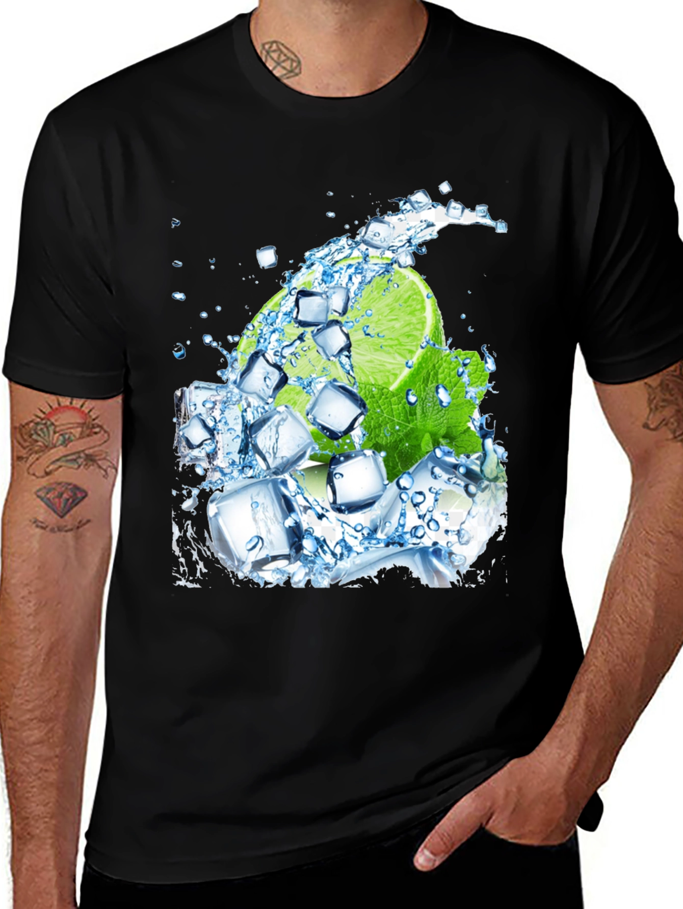 Variant 6 of Ice Splash Graphic Black T-Shirt