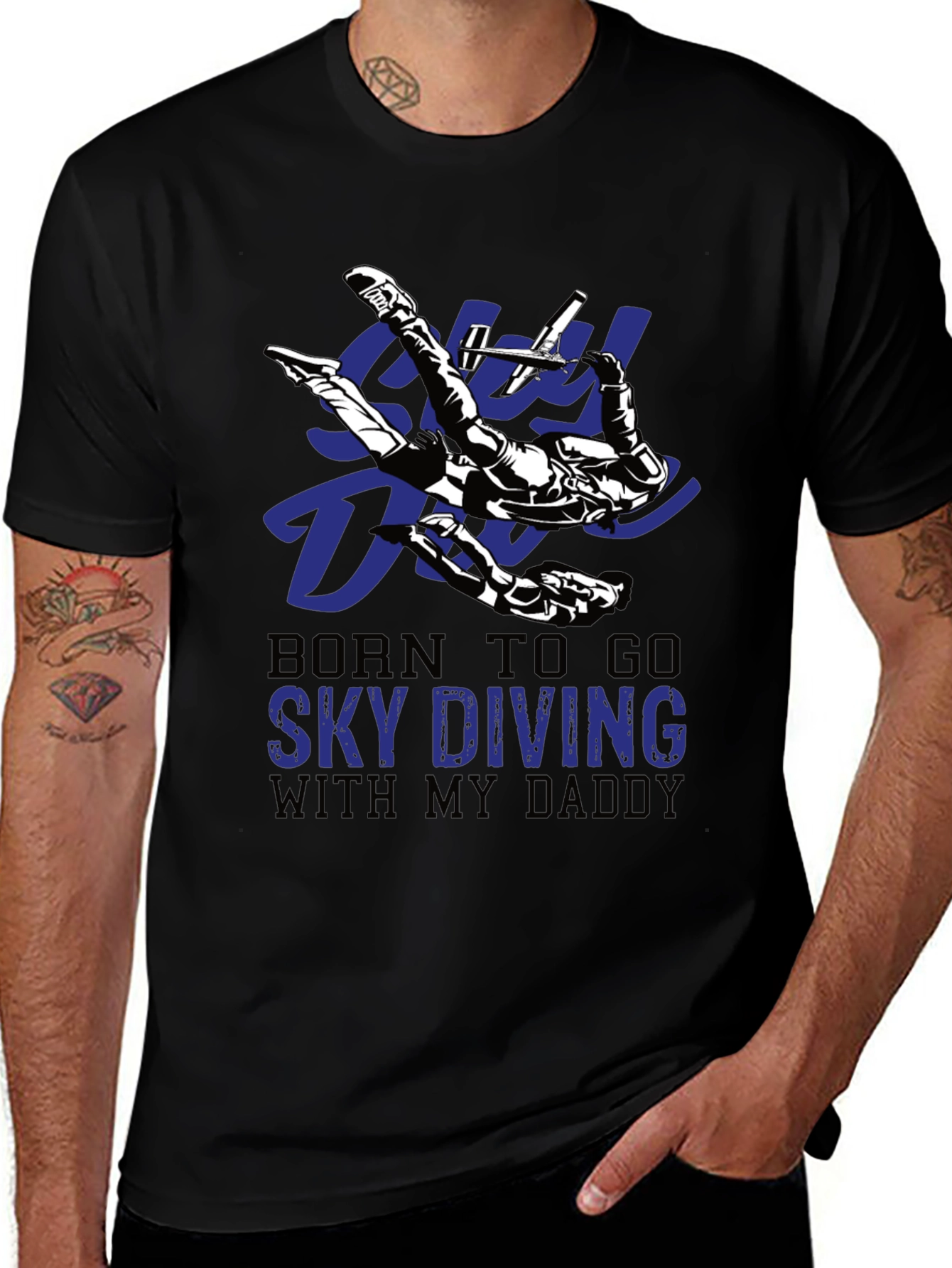 Black Skydiving Daddy T-Shirt | Born To Go Sky Diving main image