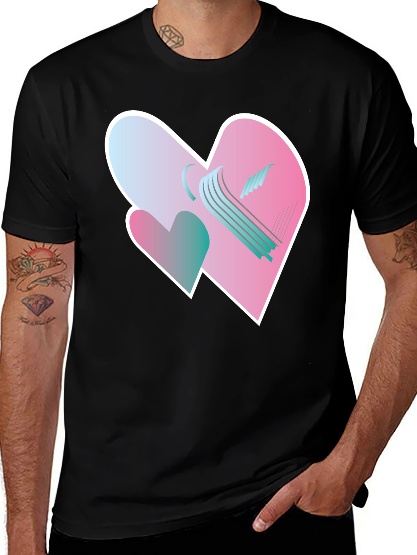 Black Heart Harp Graphic Tee - Modern Design main image
