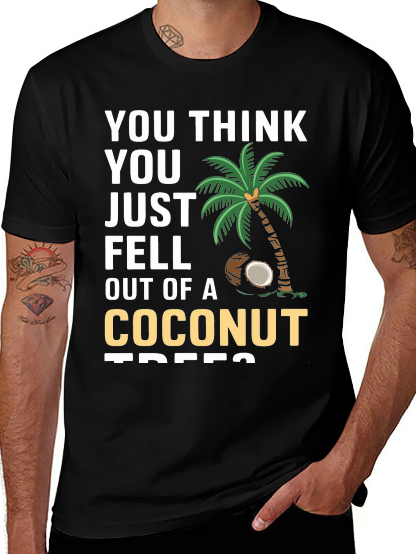 Variant 23 of Humorous Coconut Tree Graphic Tee