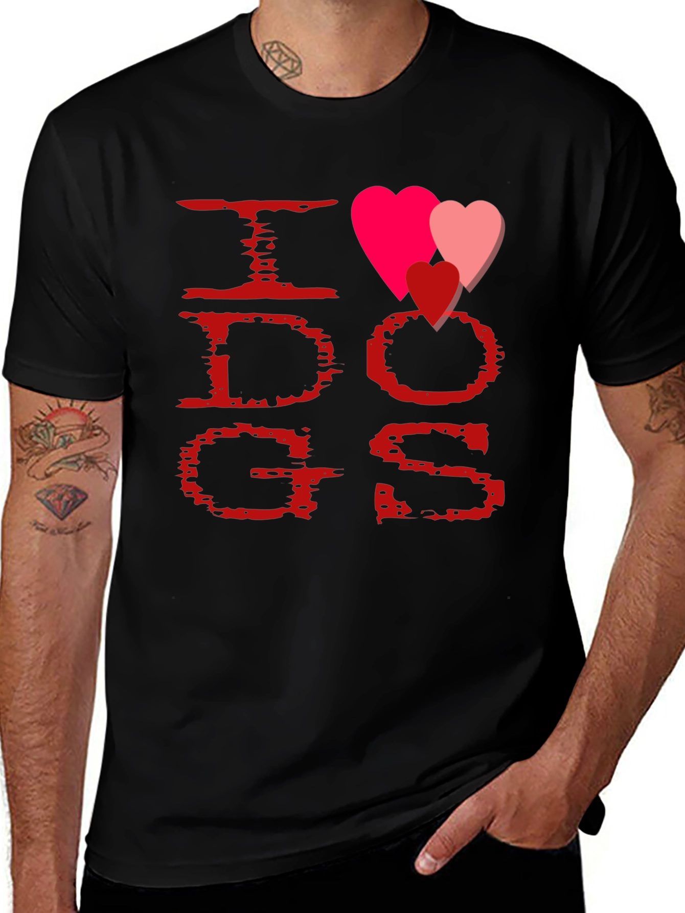Variant 18 of I Heart Dogs T-Shirt - Black - Unisex