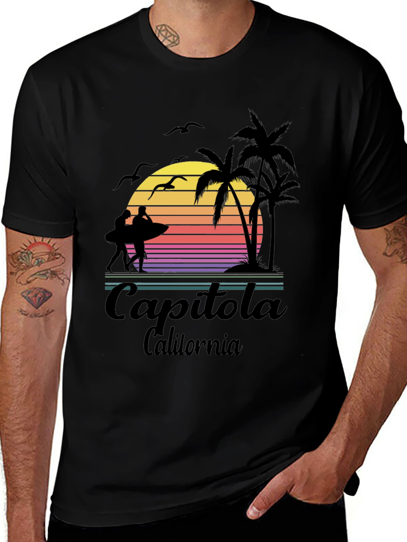 Variant 24 of Capitola California Graphic T-Shirt Retro Style Beach Palm Tree