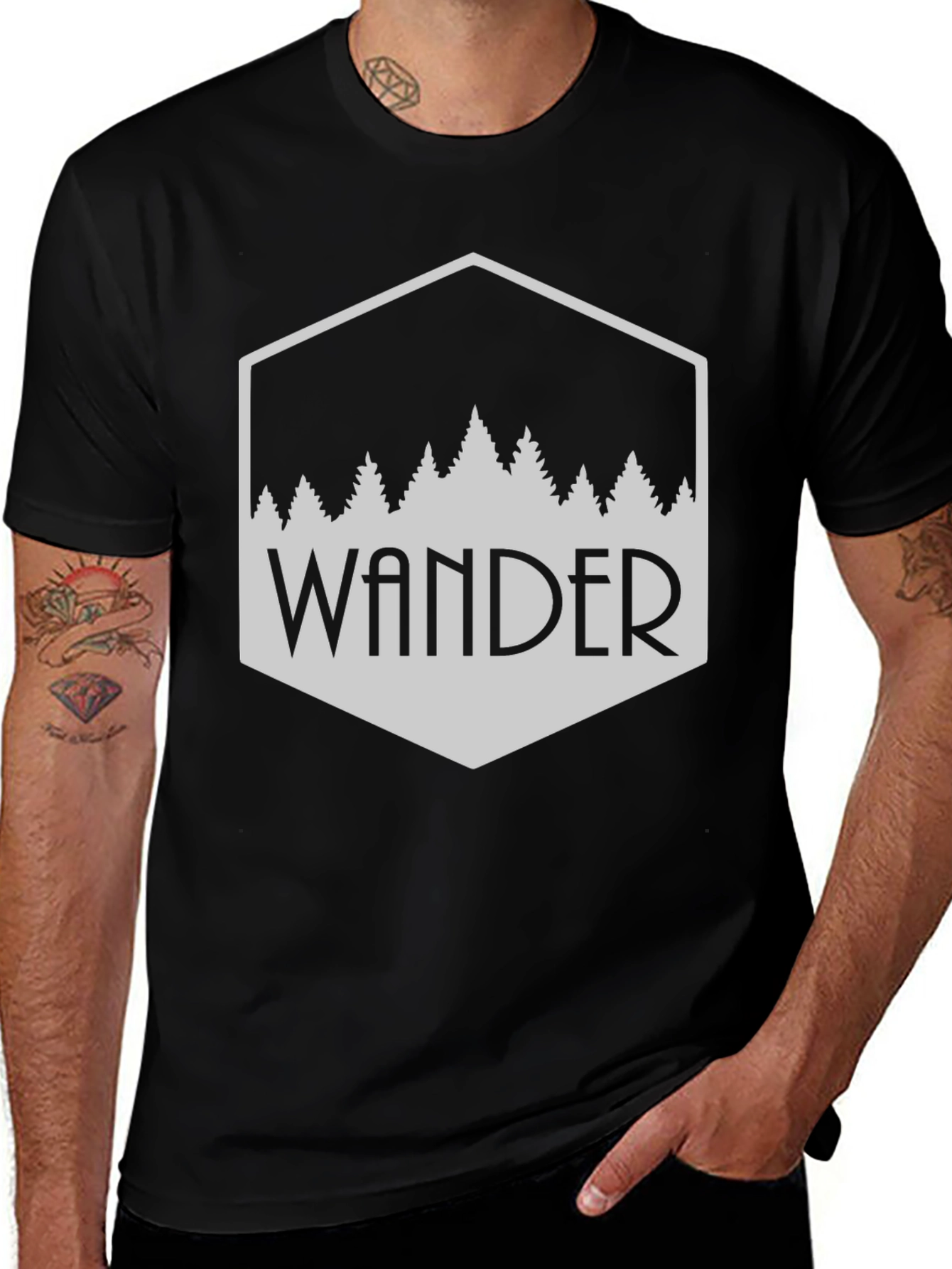 Variant 28 of Wander Forest Graphic Black T-Shirt