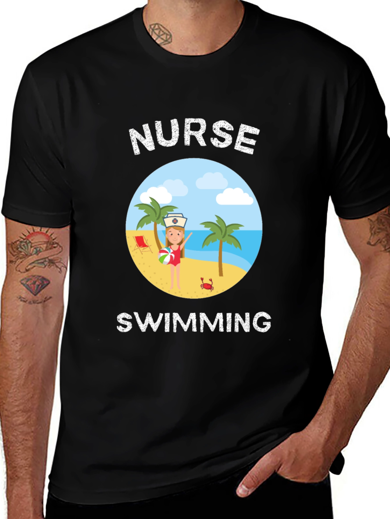 Variant 4 of Nurse Swimming Graphic T-Shirt - Summer Vacation Tee