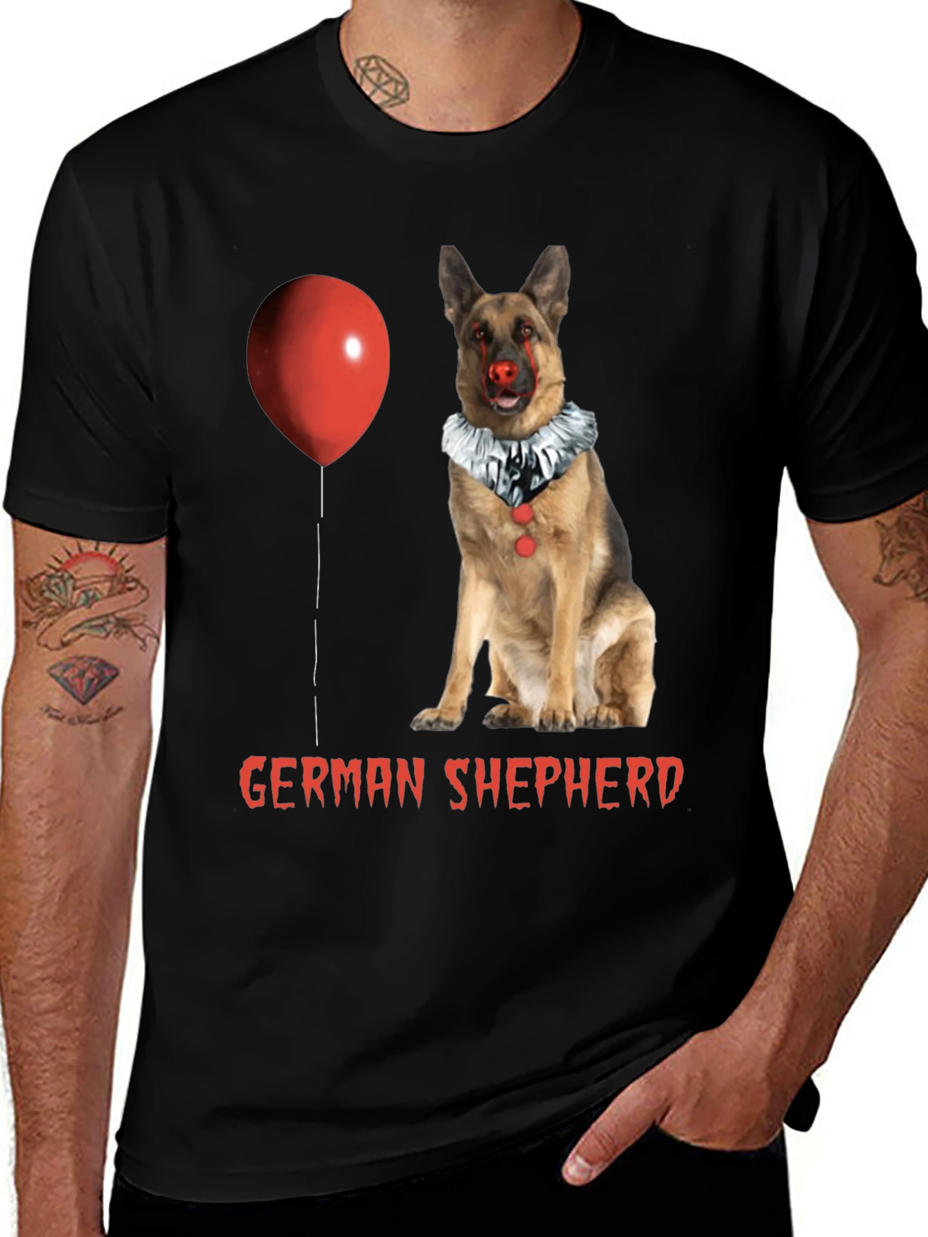 German Shepherd Clown Dog Halloween T-Shirt