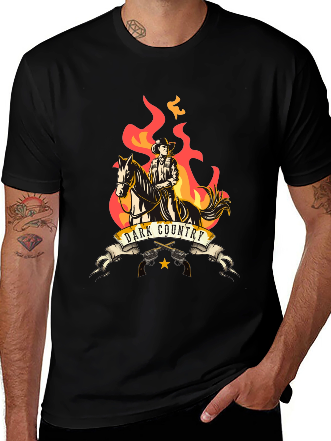 Black Dark Country Cowboy Graphic Tee main image
