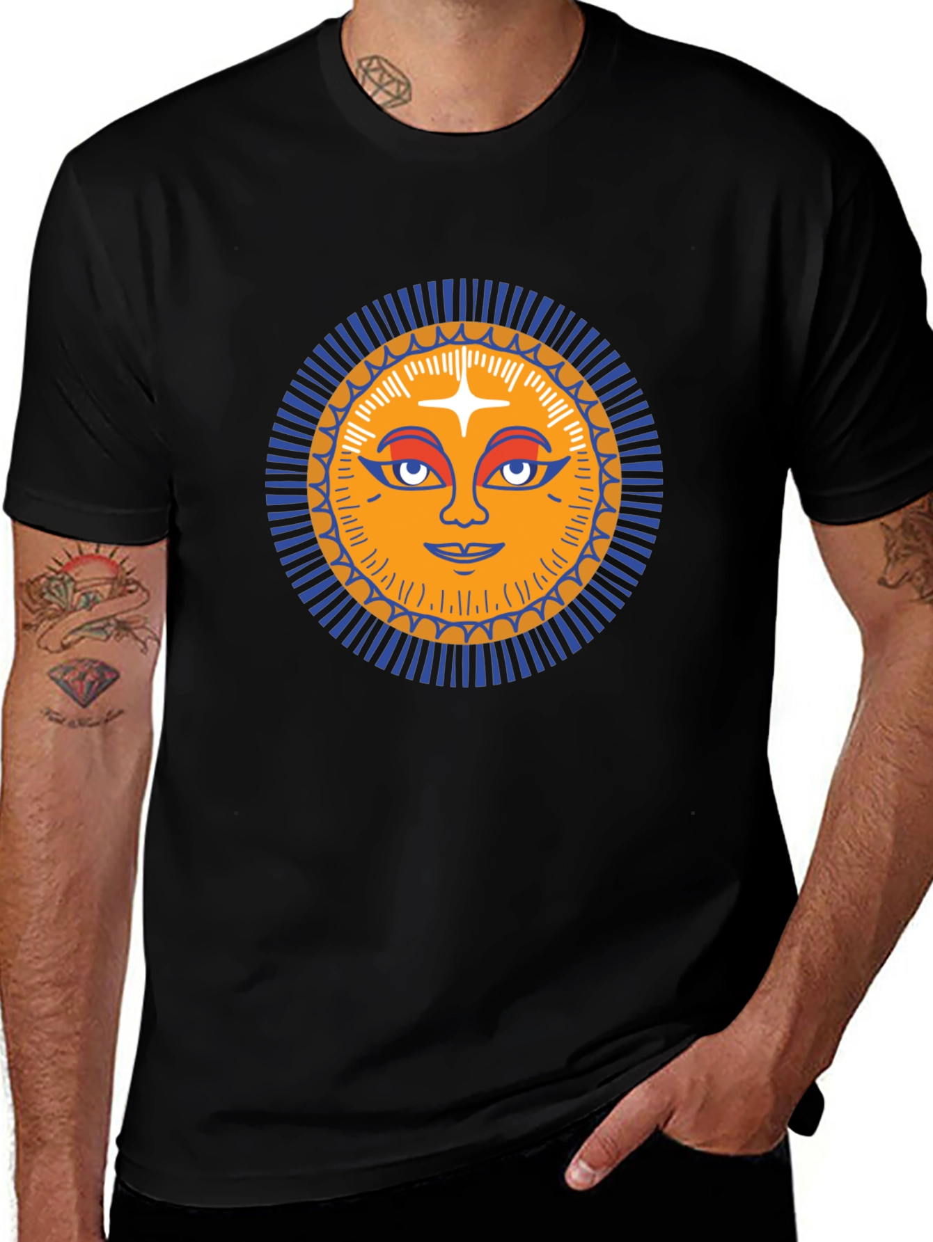 Variant 20 of Sun Face Graphic Tee - Trendy Black T-Shirt