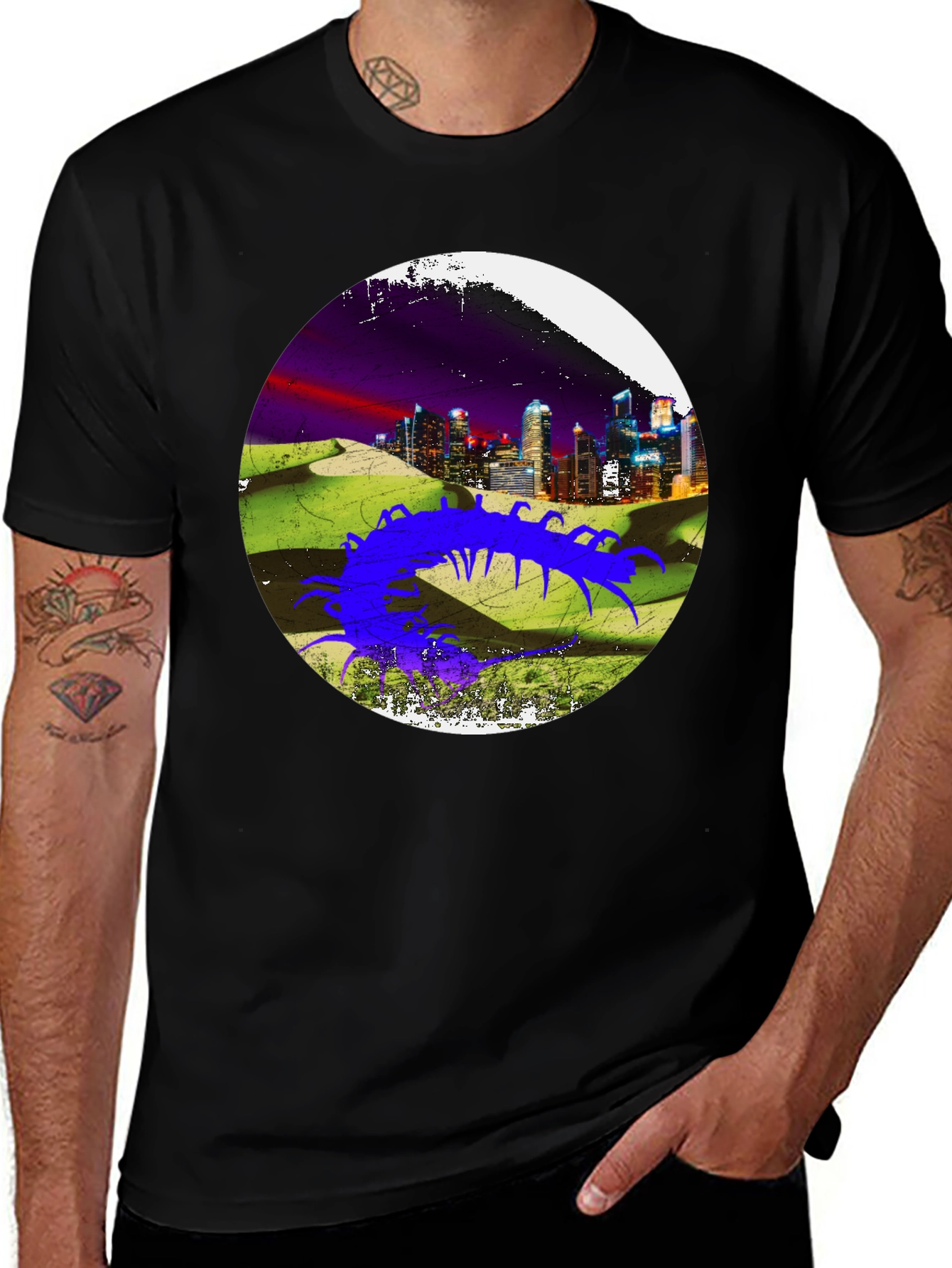 Variant 13 of Abstract Cityscape Centipede Graphic Tee