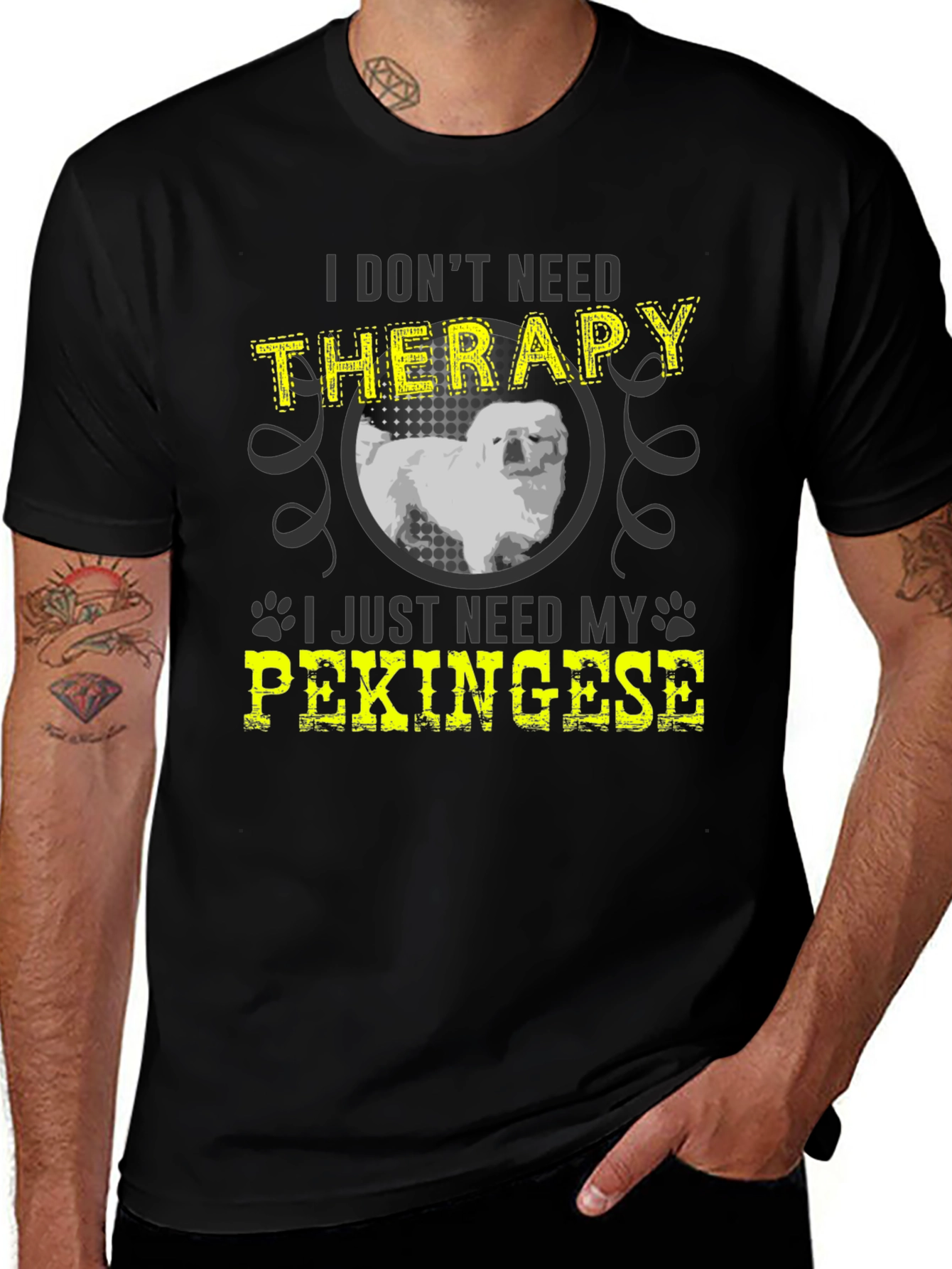 Therapy Pekingese Black T-Shirt