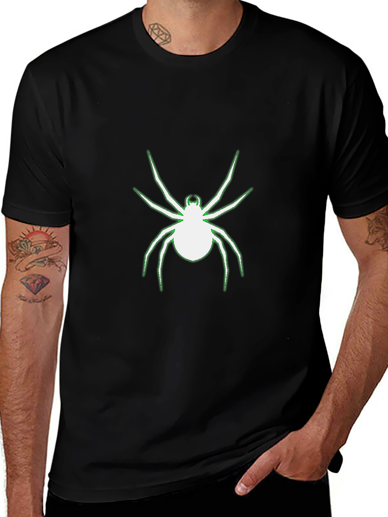 Glow Spider Graphic Black T-Shirt