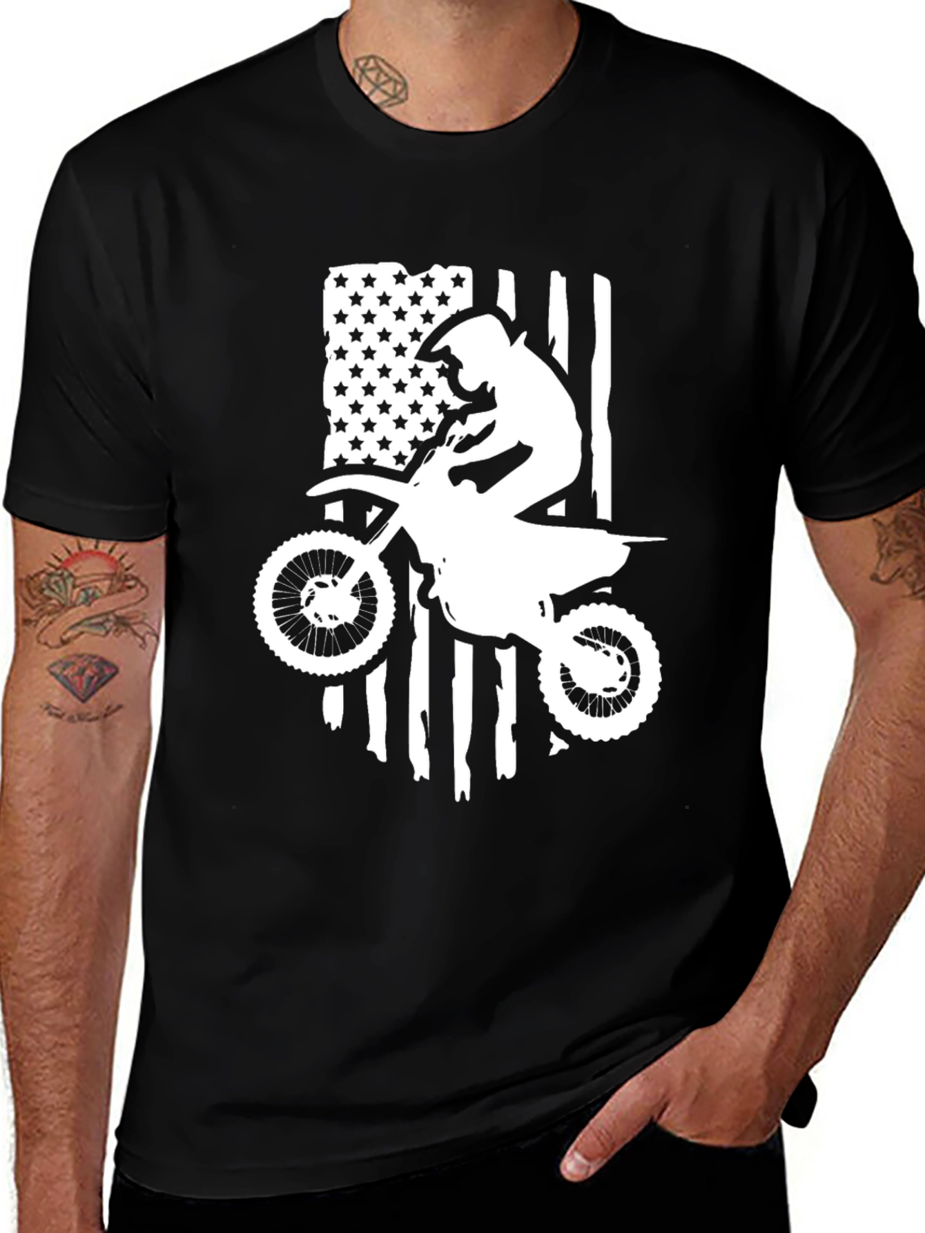 Variant 4 of Motocross American Flag Graphic Tee