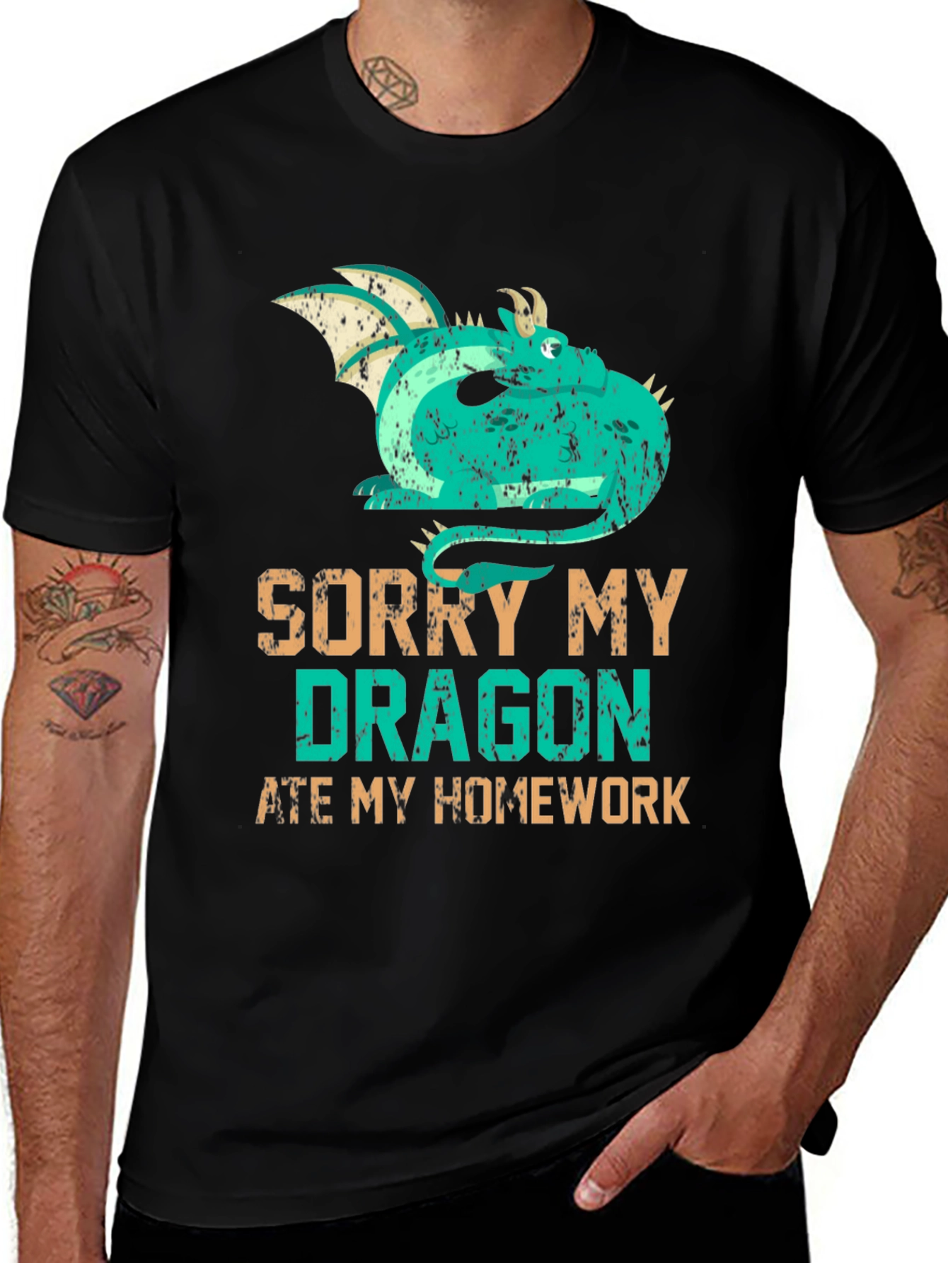 Variant 29 of Funny Dragon Ate My Homework Graphic T-Shirt