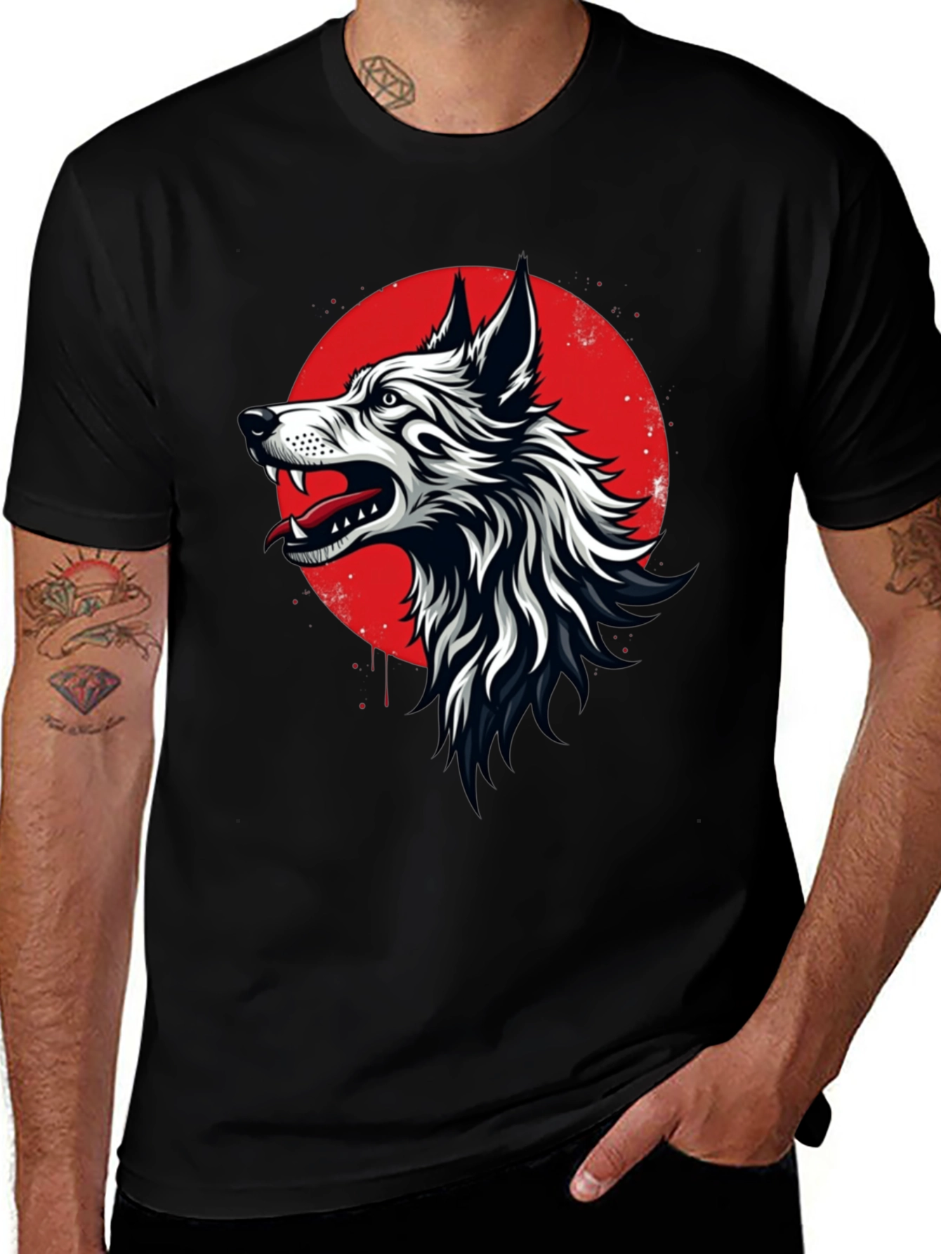 Variant 18 of Black Wolf Graphic Tee - Bold Animal Print