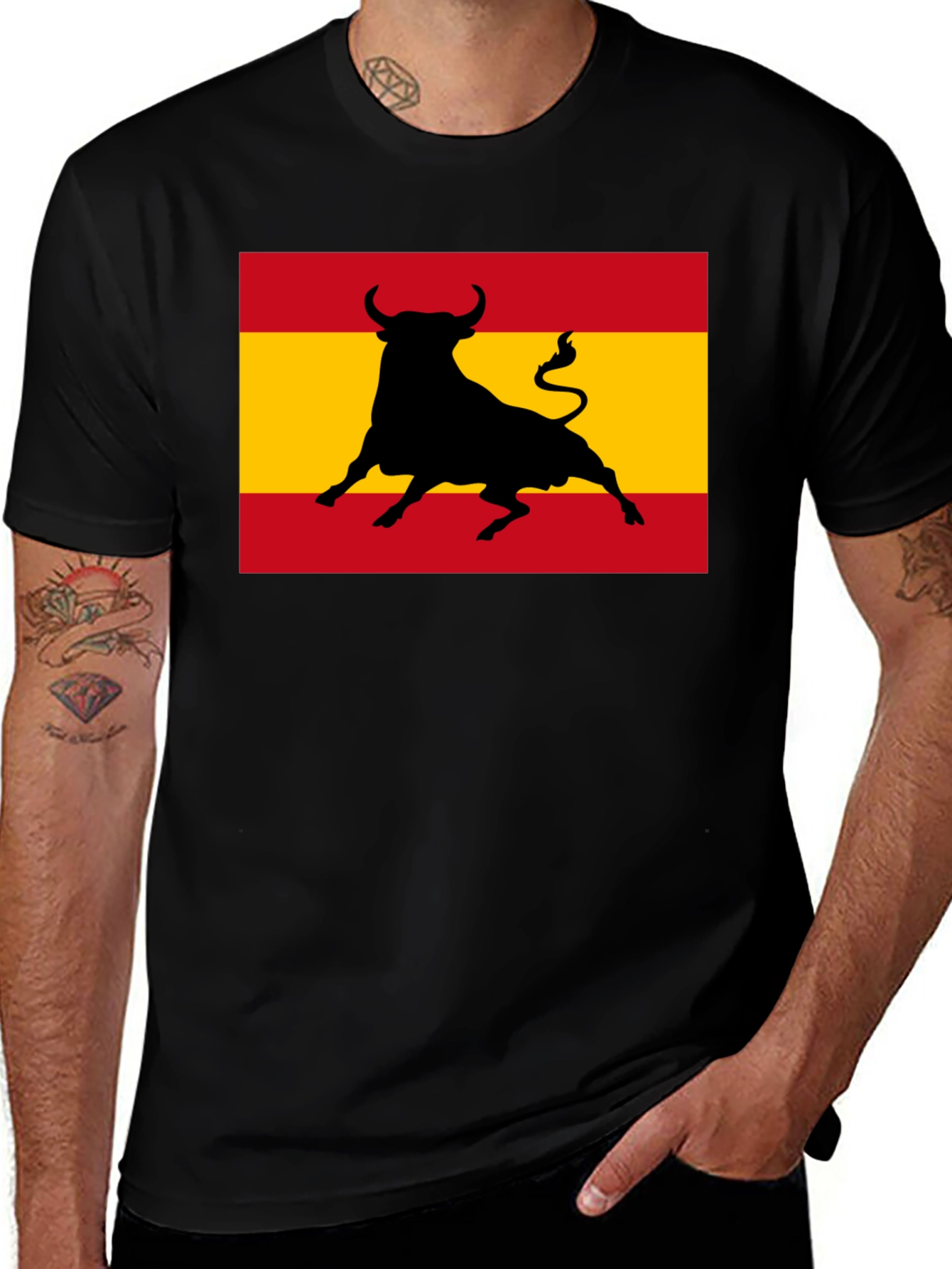 Variant 2 of Spanish Bull Flag Graphic Tee - Black
