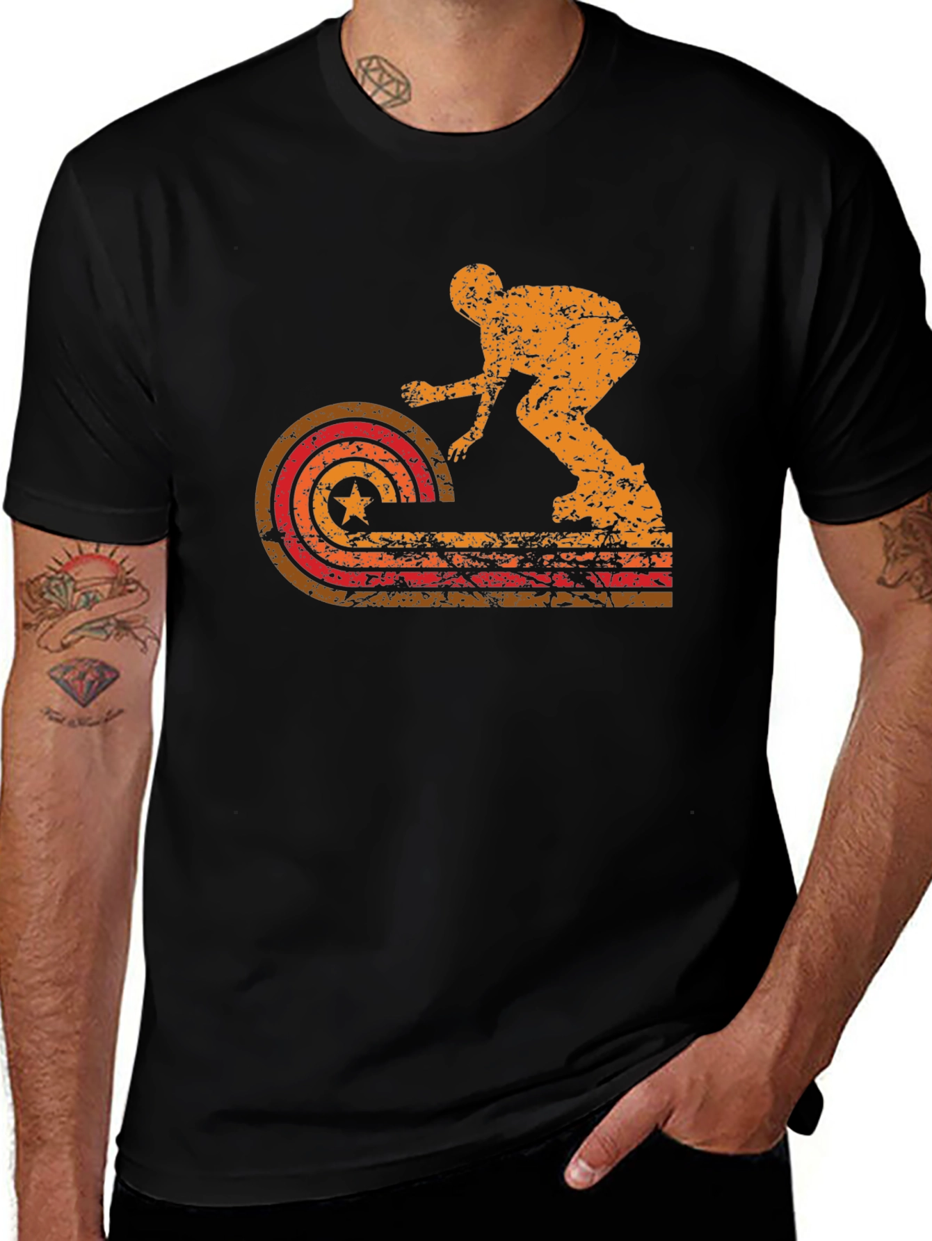 Black Retro Snowboarder T-Shirt - Vintage Style Graphic Tee main image