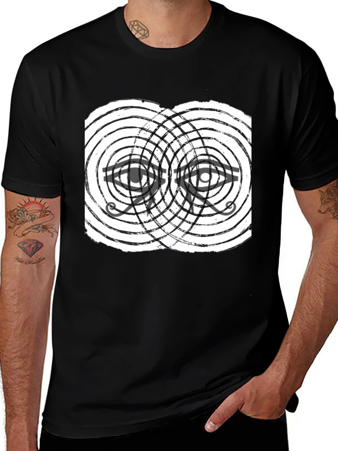 Black Eye of Horus Graphic Tee - Black Cotton T-Shirt main image