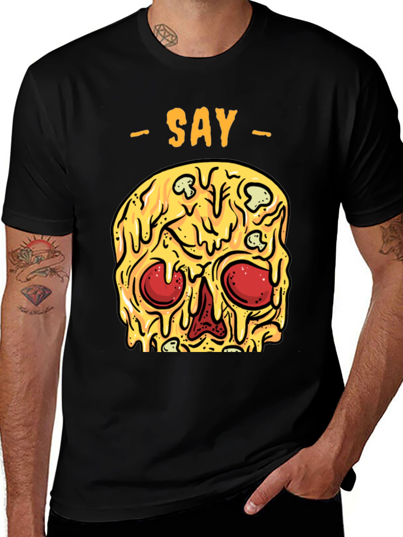 Pizza Skull Graphic Tee - Unique Horror Style