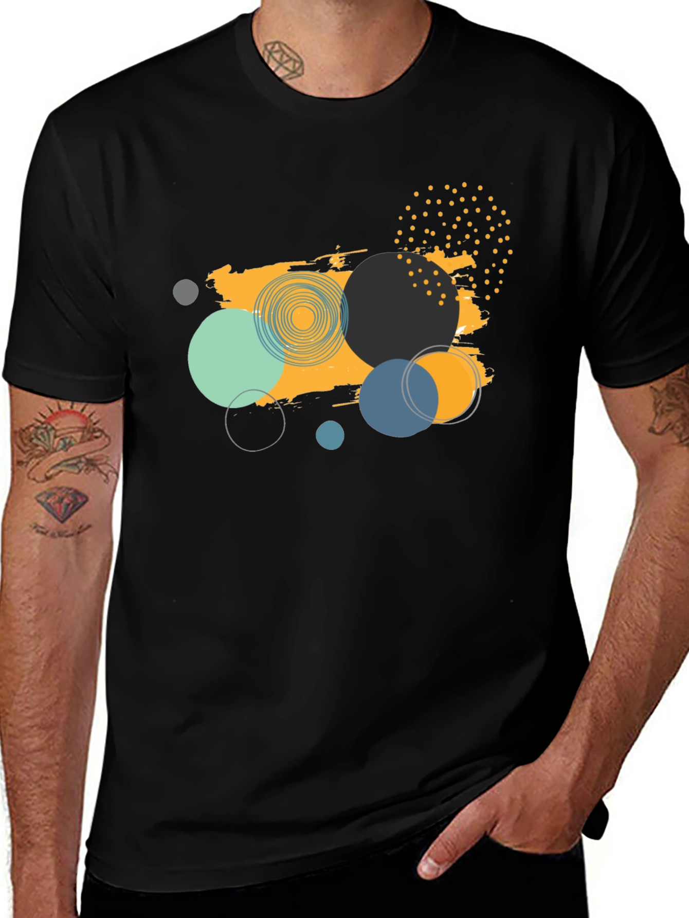 Abstract Graphic Print Black T-Shirt