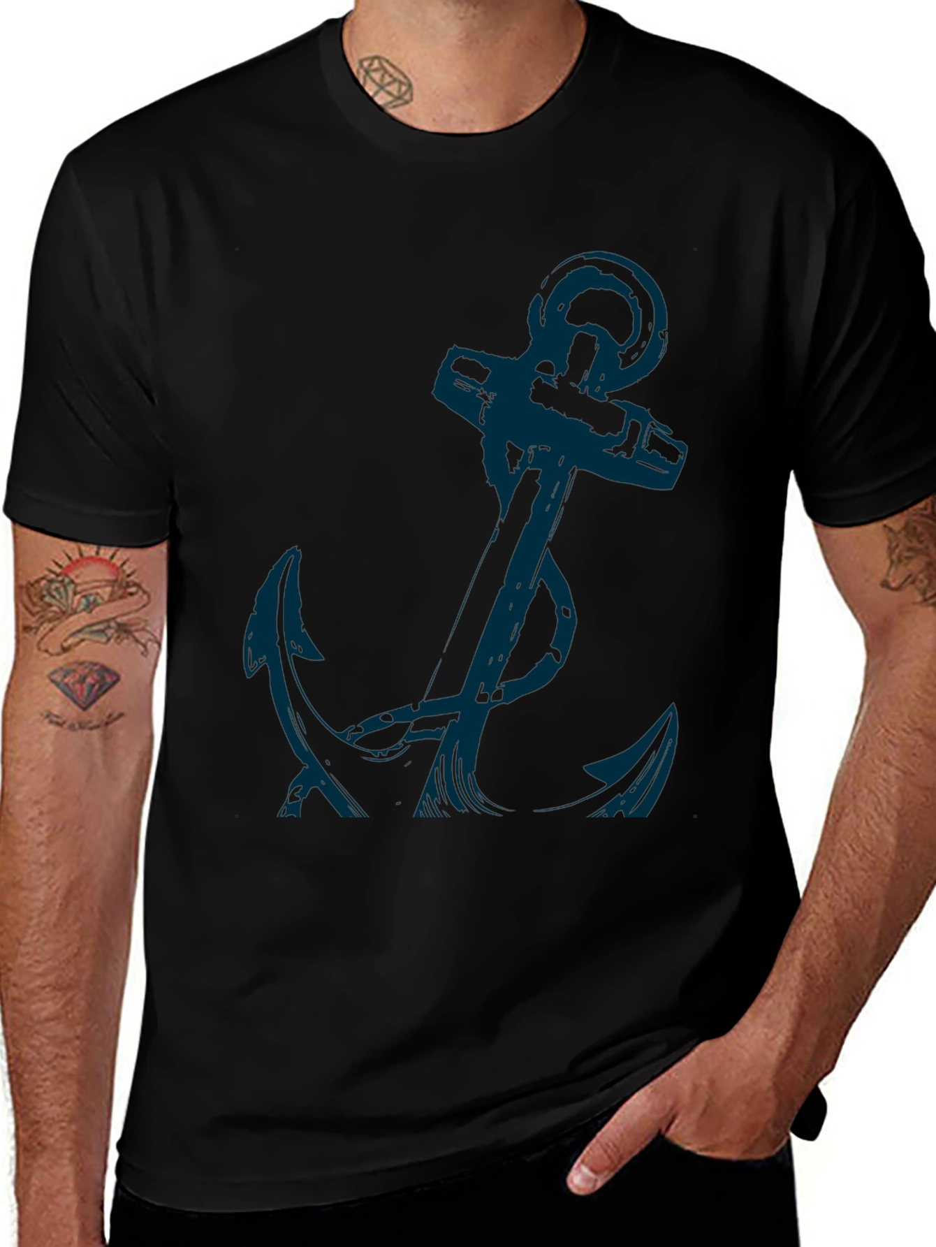 Variant 3 of Anchor Graphic Tee - Men's Casual Black T-Shirt
