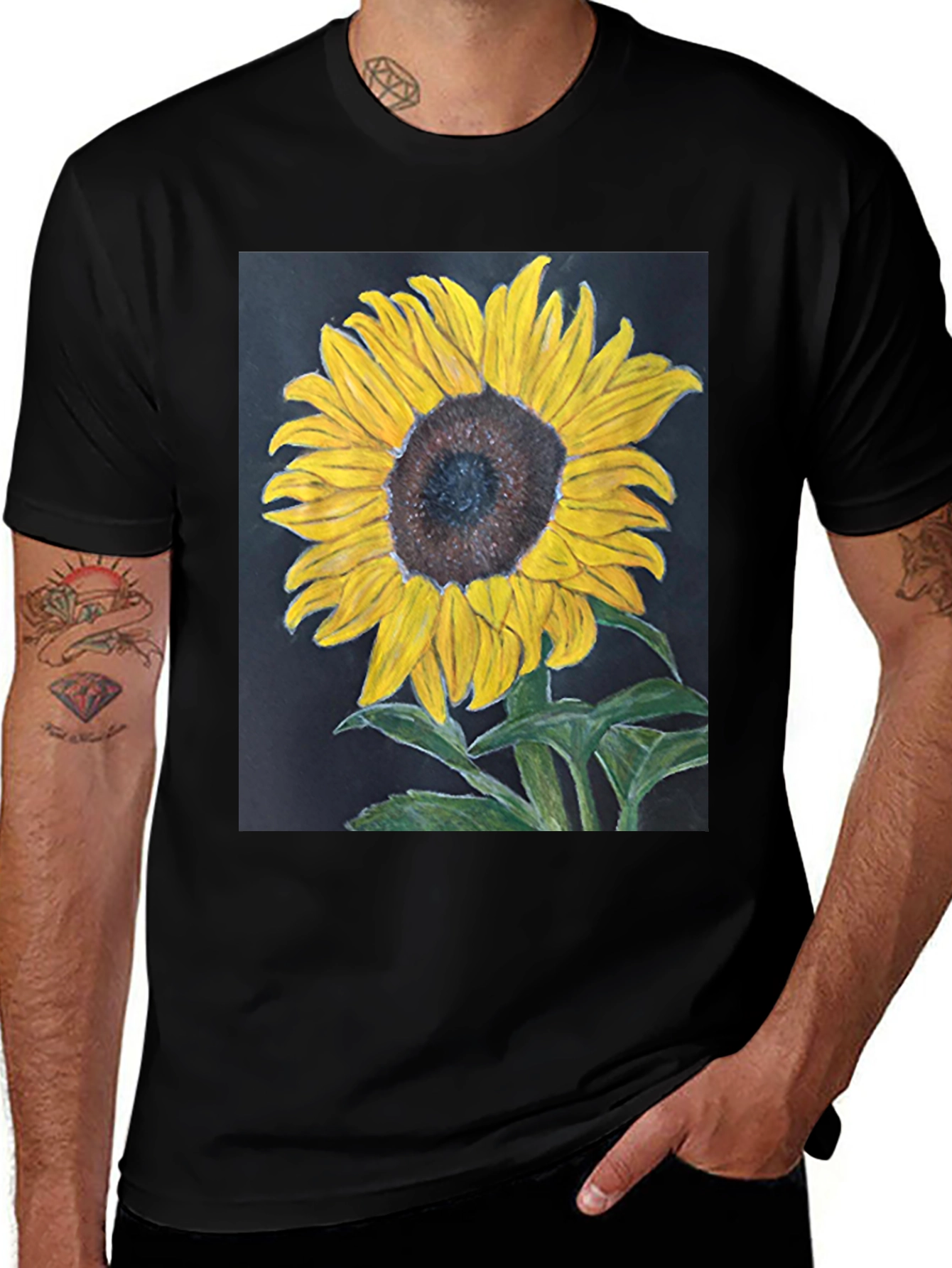 Variant 18 of Sunflower Graphic Black T-Shirt