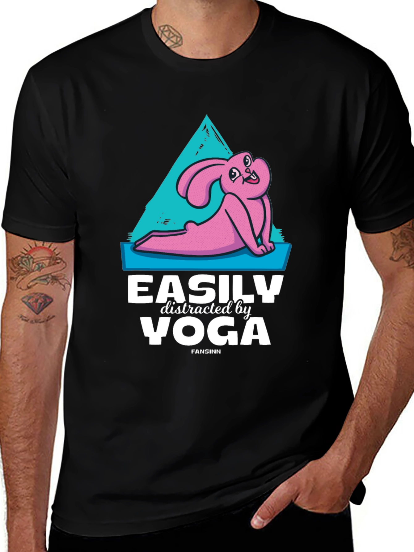 Variant 30 of Easily Distracted by Yoga T-Shirt Funny Bunny